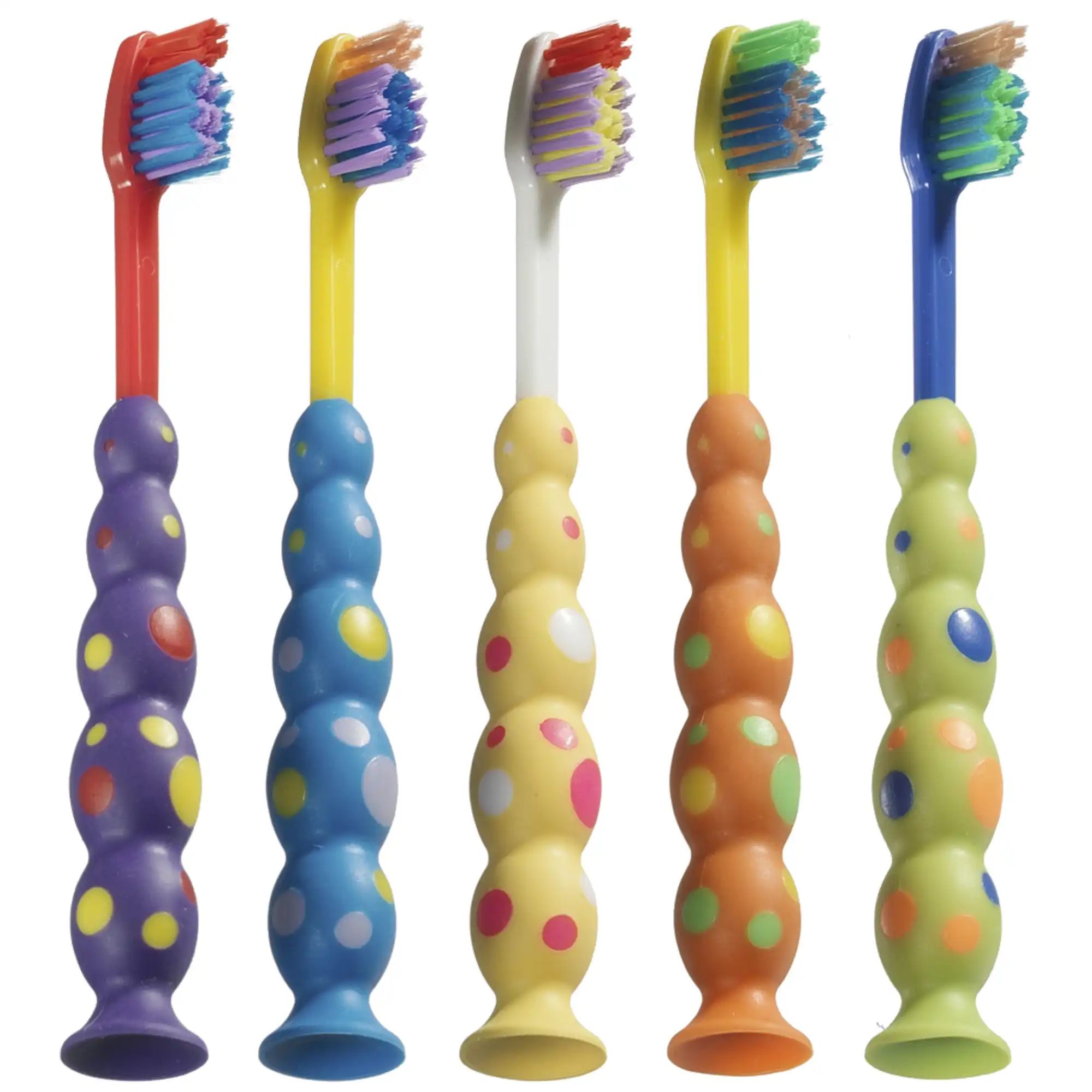 Plak Smacker Kids Suction Cup Brush, Soft End-Rounded Nylon Bristles, Polka-Dot Design, 144 Ct - Kids Suction Cup Brush (144 Ct) - Image 1