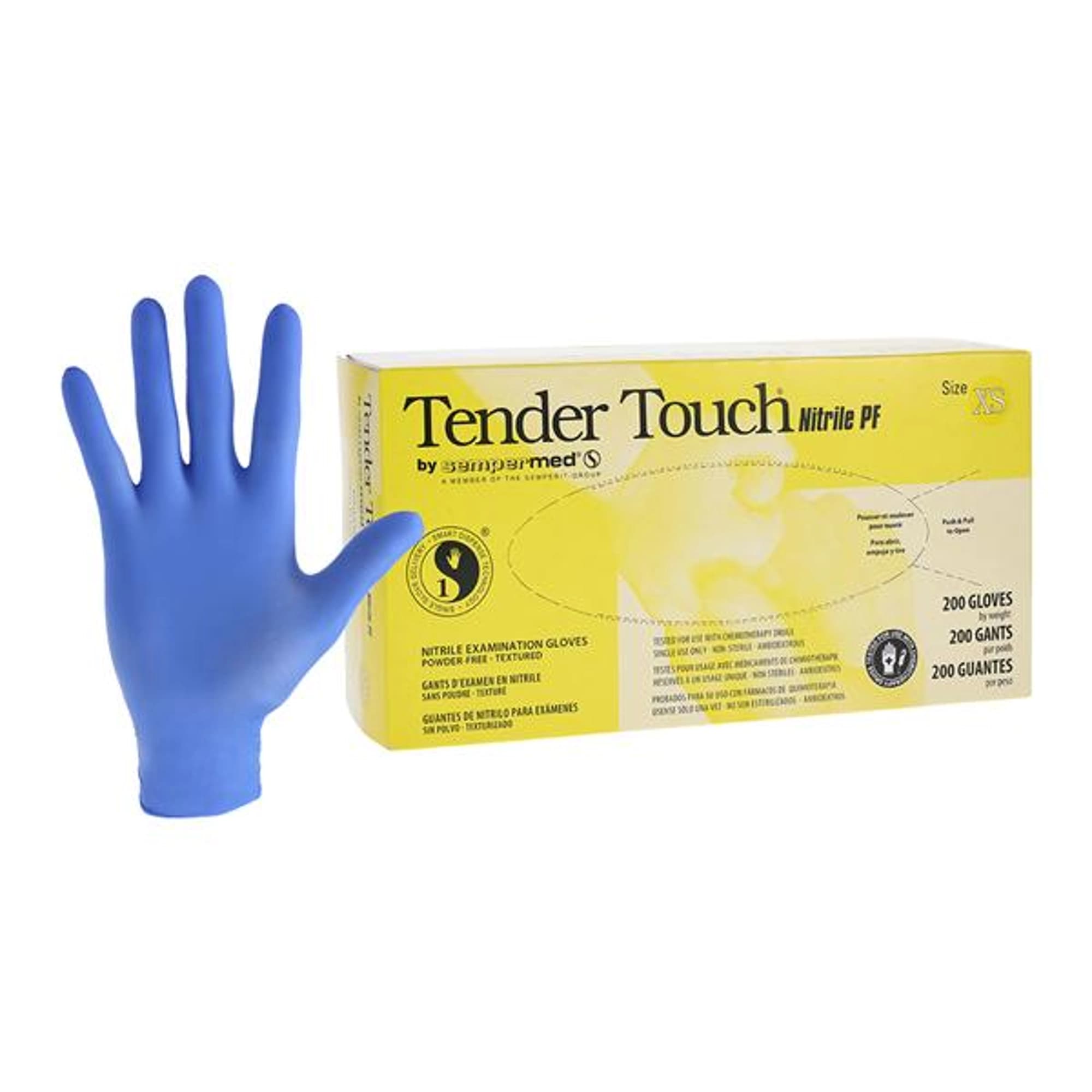 Sempermed Tender Touch Nitrile Exam Gloves, X-Small, Powder-Free, Textured Fingertips, Violet, 200/Box, TTNF201 thumbnail 10