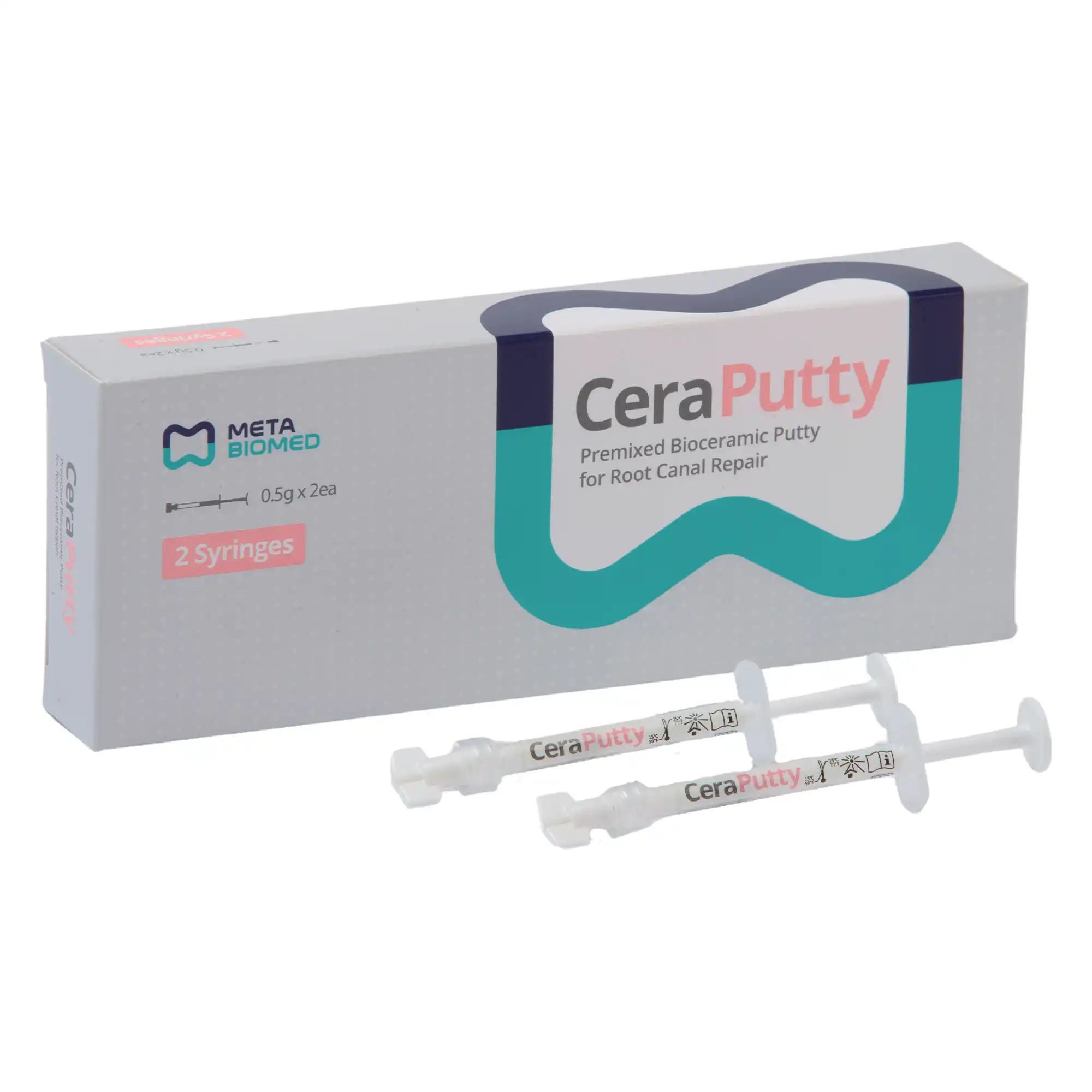 Meta Biomed CeraPutty Premixed Bioceramic Putty for Root Canal Repair, 0.5g Syringe, 2/Pack, 316002 - Ceraputty Premixed Bioceramic Putty For Root Canal Repair 0.5G syr 2/pack - Image 1