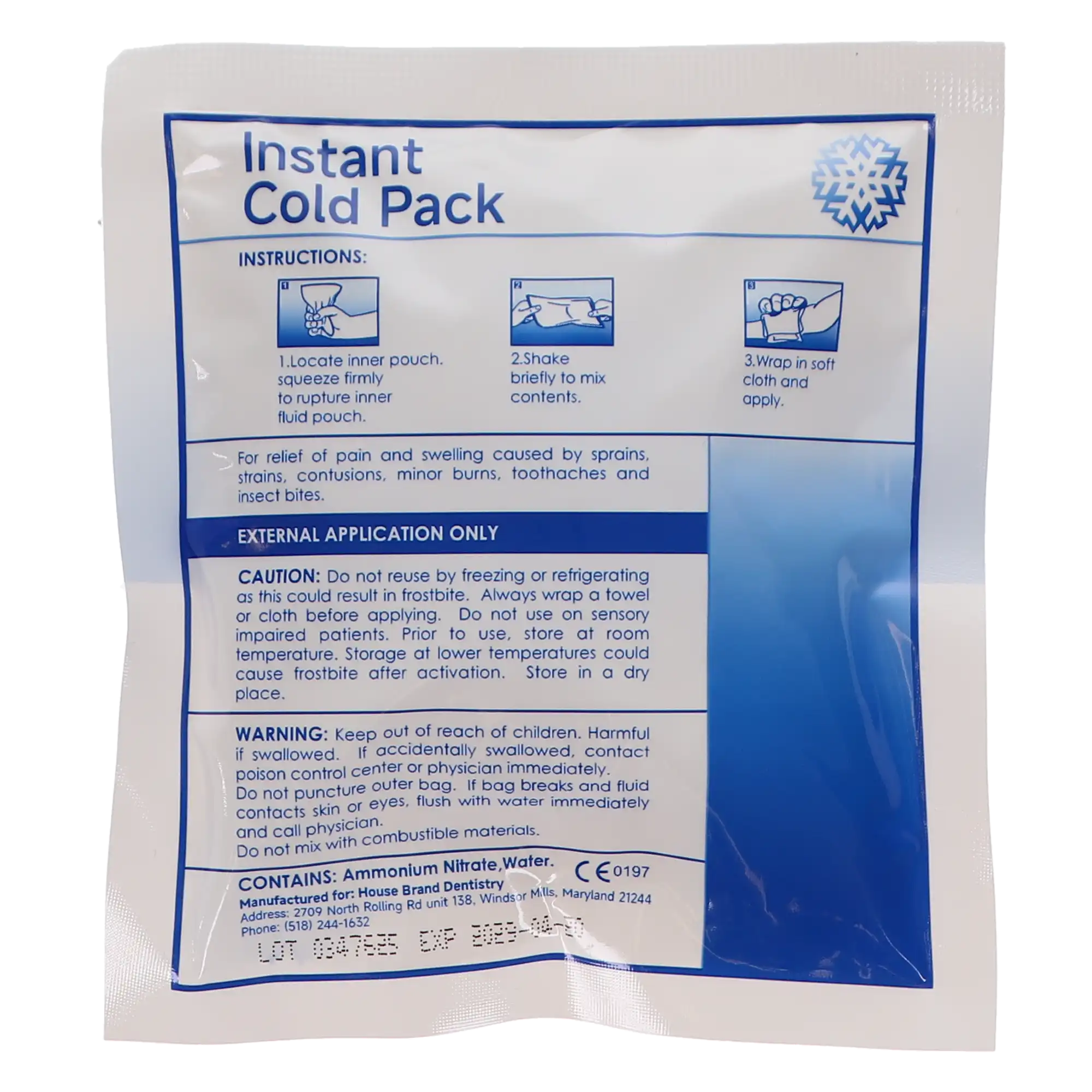 HSB Instant Cold Packs, Disposable, 5" x 5.5", 80/Pk, 102151 thumbnail 2