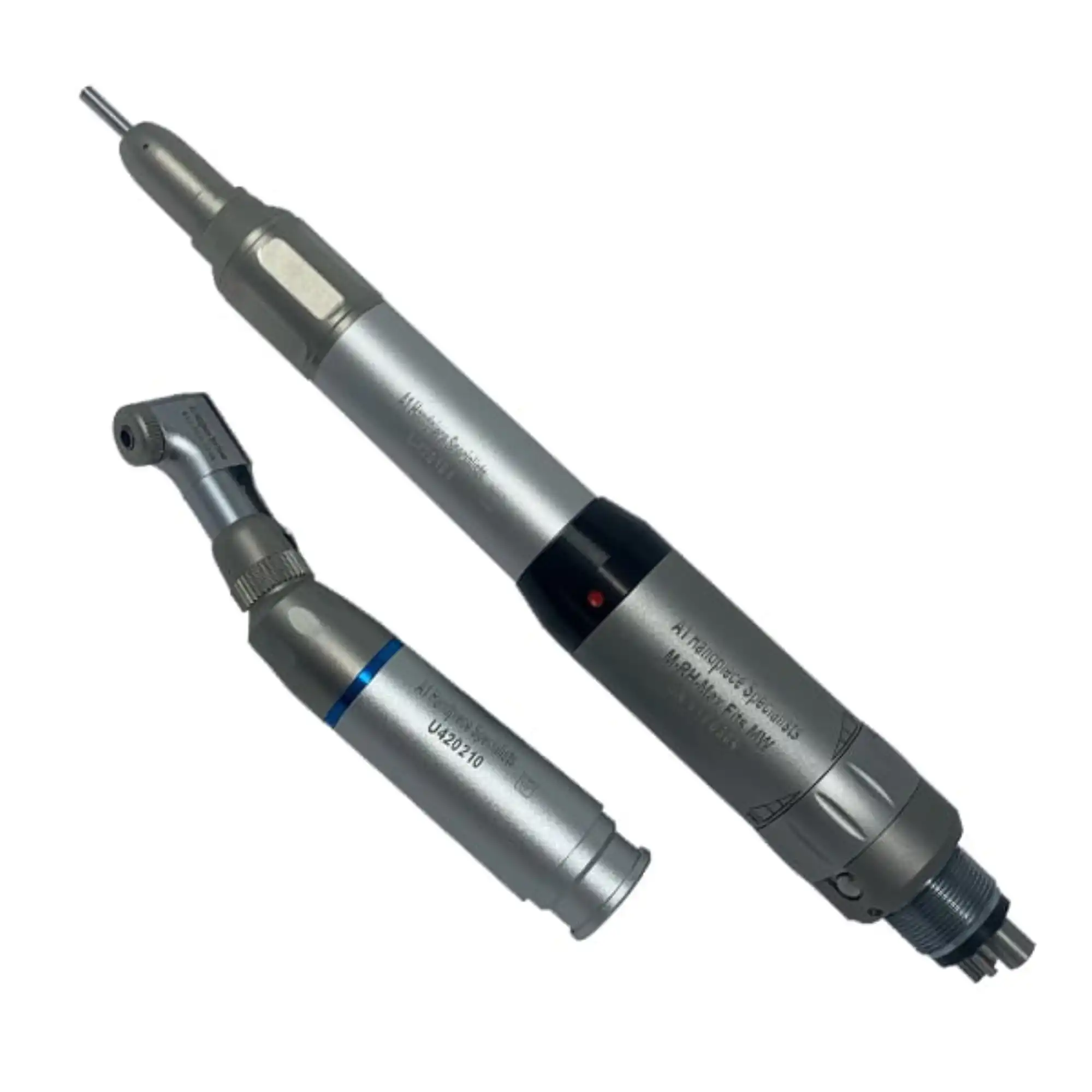 A1 Handpiece Specialists Midwest Rhino Type Low Speed 4 Hole Motor Set with Straight Handpiece and Lever Contra Angle, 5,000 RPM Airmotor, A-1MWLSL - Midwest Rhino Type Low Speed 4 Hole Motor Set Includes: Straight Handpiece, Lever Contra Angle 5,000RPM Airmotor, A-1MWLSL - Image 1