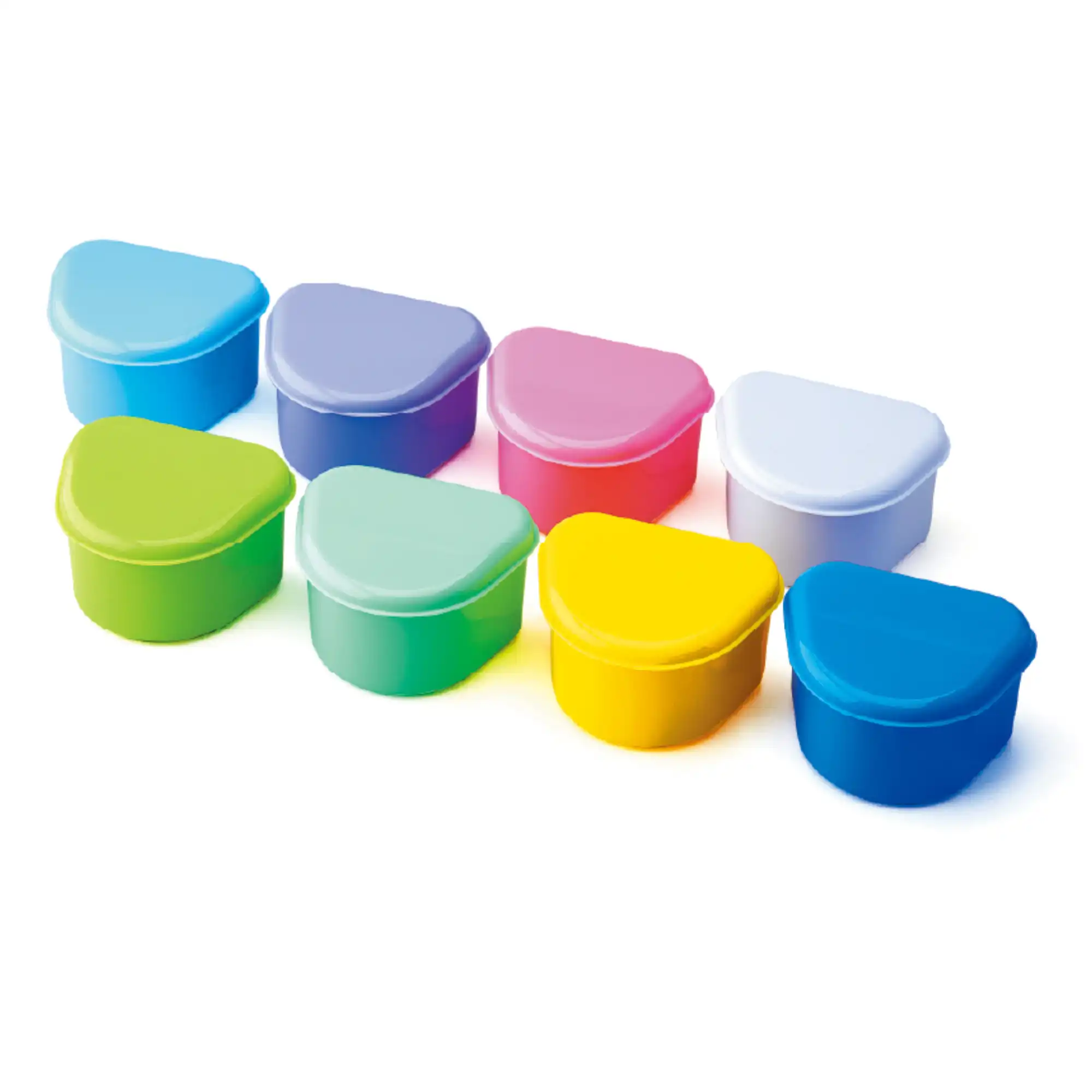 Premium Plus Denture Baths, Assorted Colors, 3.25"W x 2.625"D x 2"H, Package of 10, Item #603 - Premium Plus - Denture Baths In Assorted Colors 3 1/4"w X 2 5/8"d 2"h Package Of 10 - 603 - Image 1