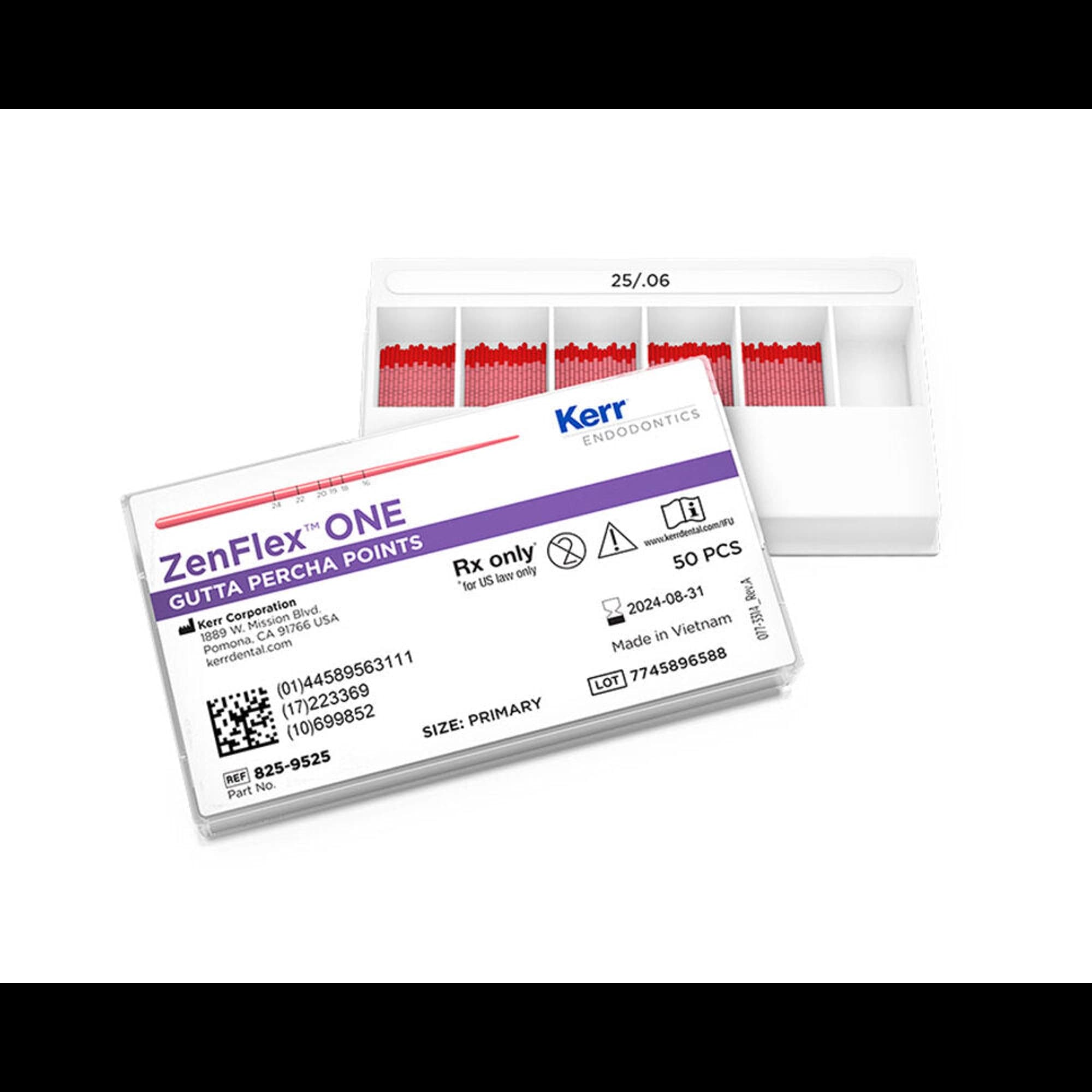 Kerr Dental ZenFlex ONE Gutta Percha Points, 25/.06 Taper, Primary, 50/Pk - ZenFlex ONE Gutta Percha Points 25/.06 50/Pk Primary - Image 1