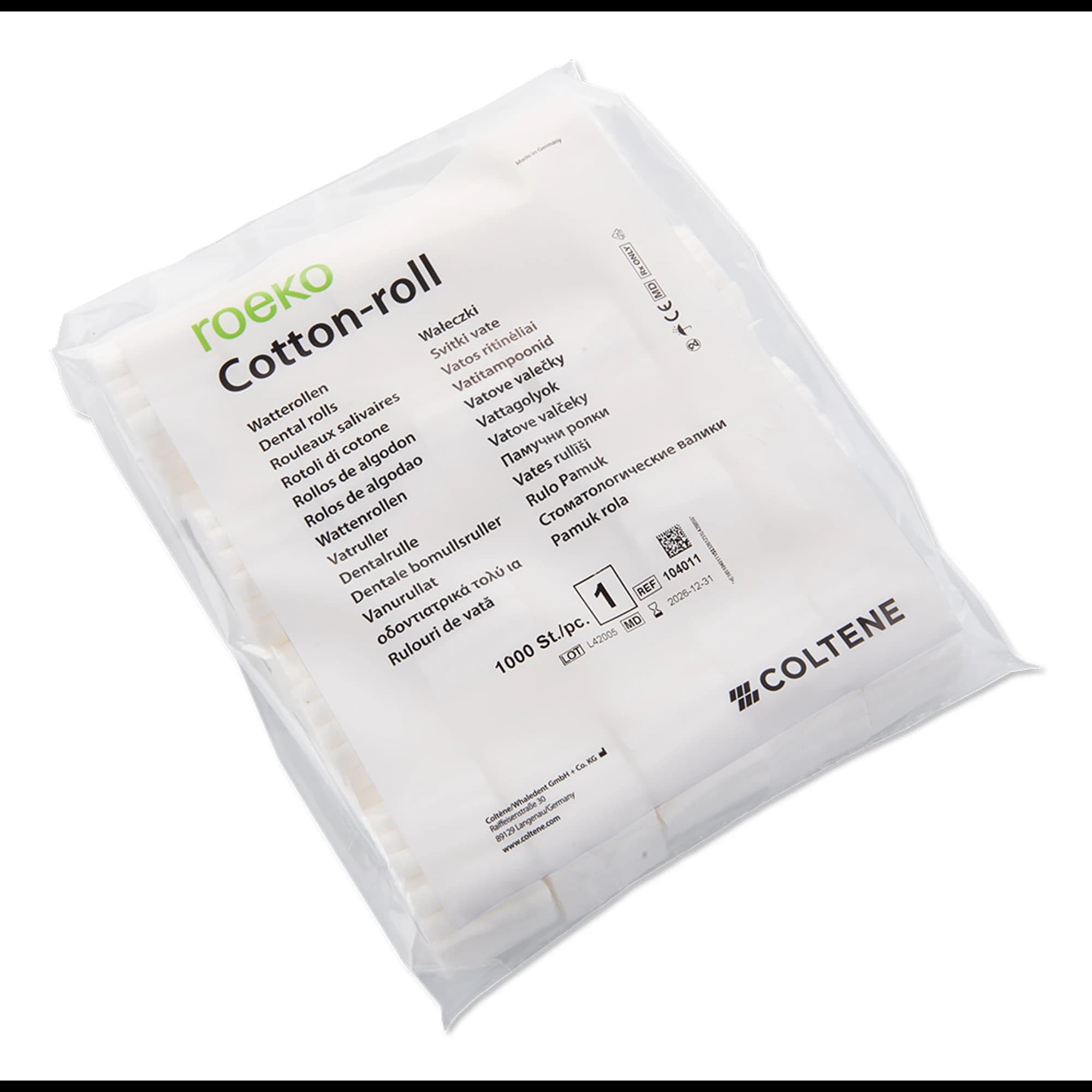 ROEKO Cotton-Roll #1, 100% Pure Cotton, High Absorbency, 1000/Bx, 104011 - ROEKO Cotton-Roll # 1, 1000 pcs, 104011 - Image 1