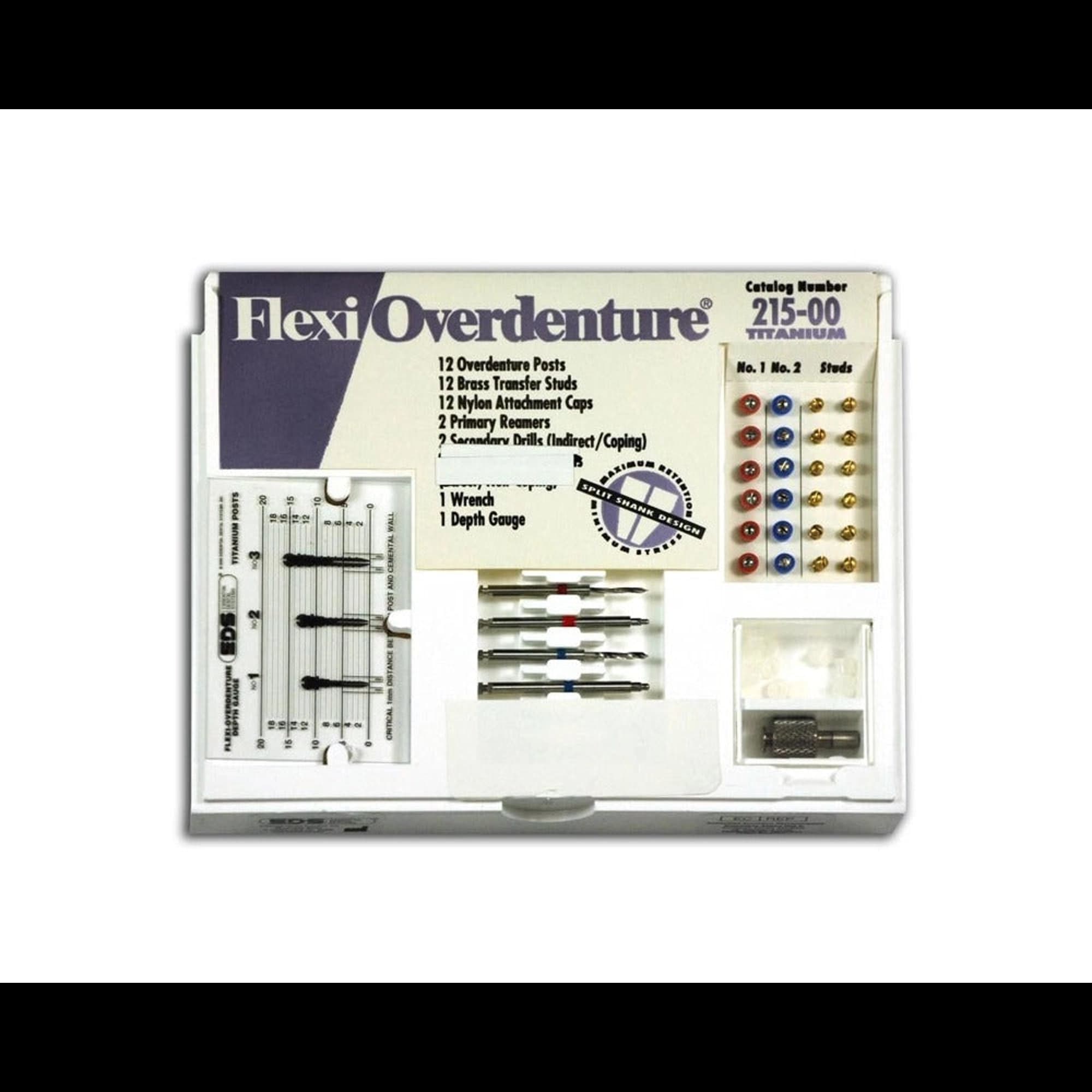 Essential Dental Systems Flexi-Overdenture Titanium Attachments, Red/Blue, Sizes 1 & 2, 215-00 - Flexi-Overdenture Titanium Attachments, 215-00 - Image 1
