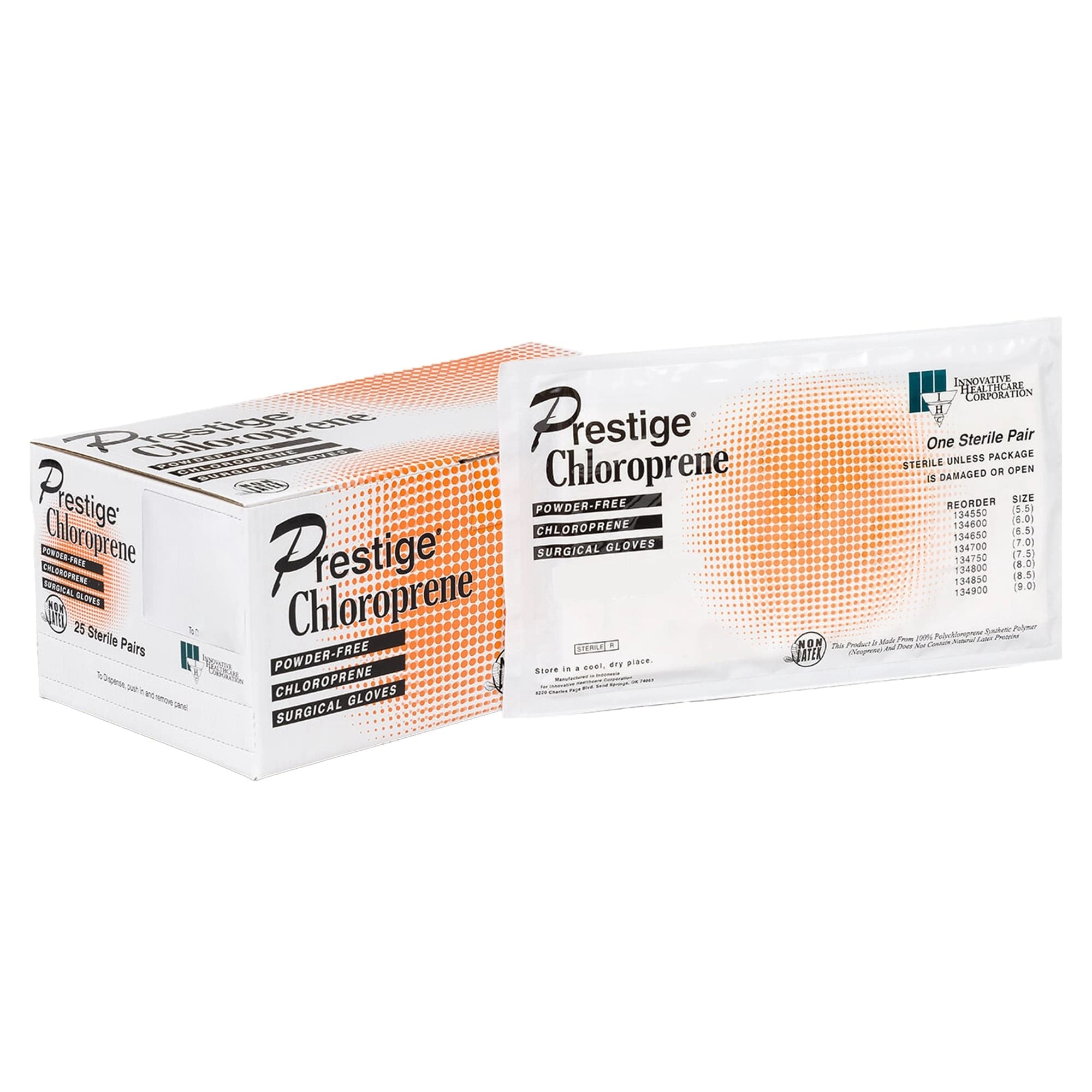 DermAssist Prestige Chloroprene Sterile Surgical Gloves, Latex-Free, Powder-Free, Size 6, Textured, Bisque, 25 Pairs/Box, 134600 - Gloves, Surgical, Size 6, Polychloroprene, Sterile, PF, Textured Finish, 25 pr/bx, 134600 - Image 1
