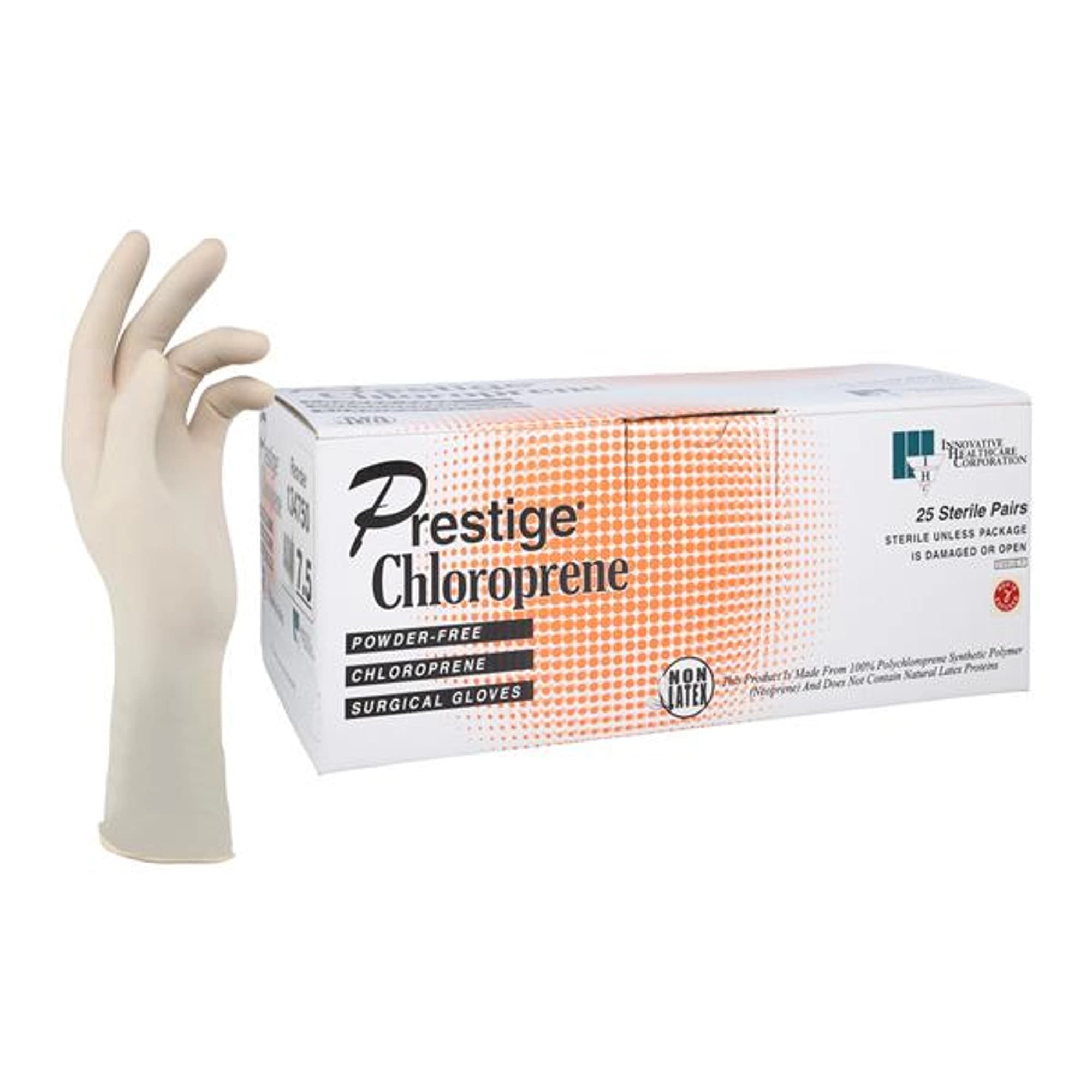 DermAssist Prestige Polychloroprene Sterile Surgical Gloves, Powder-Free, Textured, Size 7.5, 25 Pairs/Box, 134750 - Gloves, Surgical, Size 7?, Polychloroprene, Sterile, PF, Textured Finish, 25 pr/bx, 134750 - Image 1