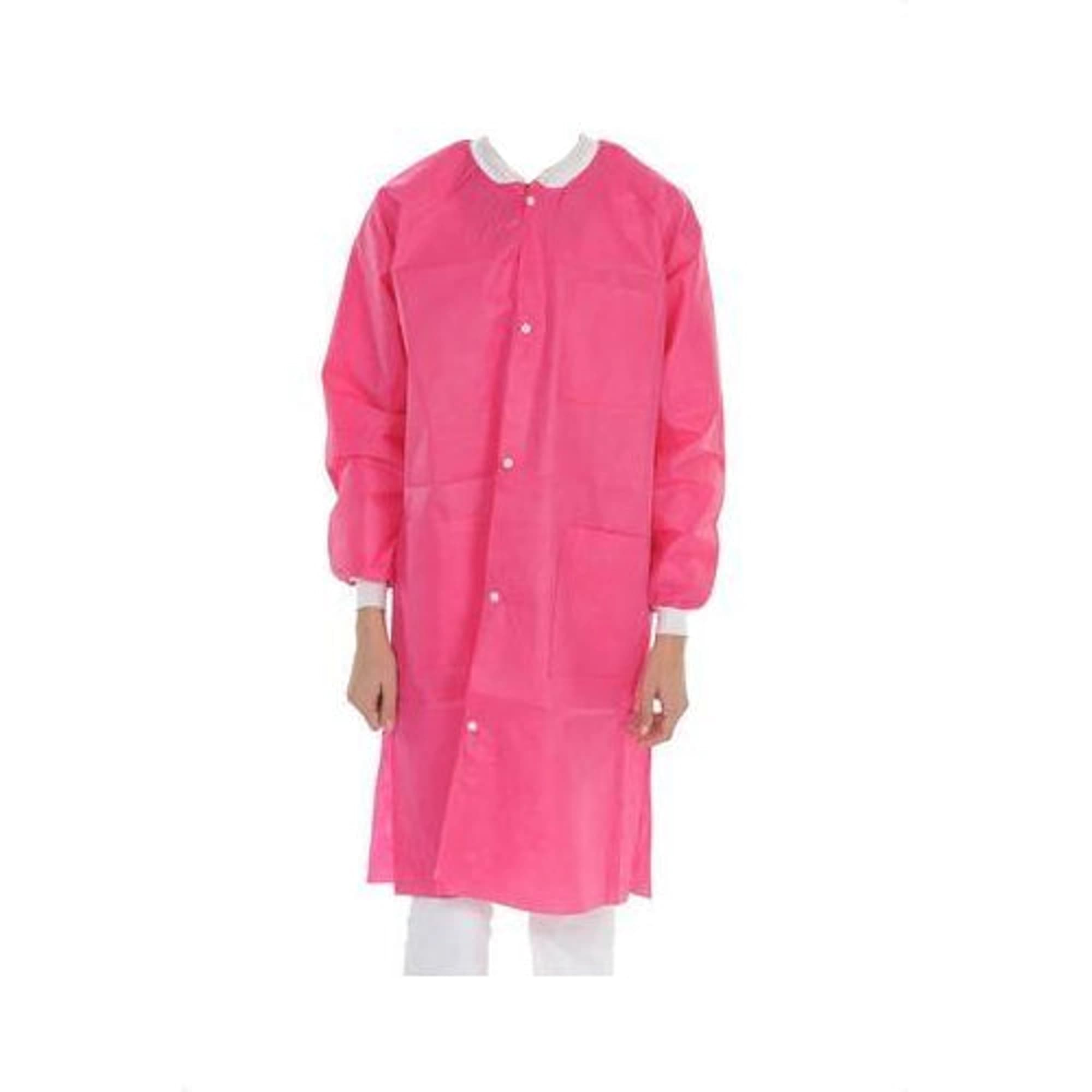 ValuMax ExtraSafe Lab Coat, Hot Pink, 3X-Large, Knee-Length, 3-Layer SMS, Snap Front, Knit Cuffs & Collar, 10/Pk, 3660HP3XL - ExtraSafe Lab Coats Hot Pink 3XL, pack of 10, 3660HP3XL - Image 1