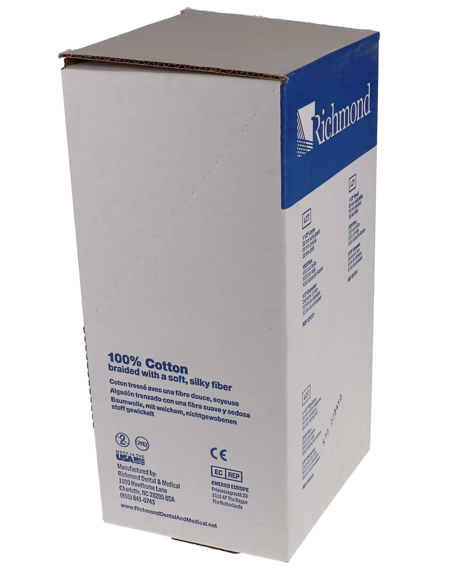 Richmond Braided Cotton Rolls, Medium (3/8"), Junior Pack, 1 1/2", Non-Sterile, 2000/Pk, 200204 thumbnail 9