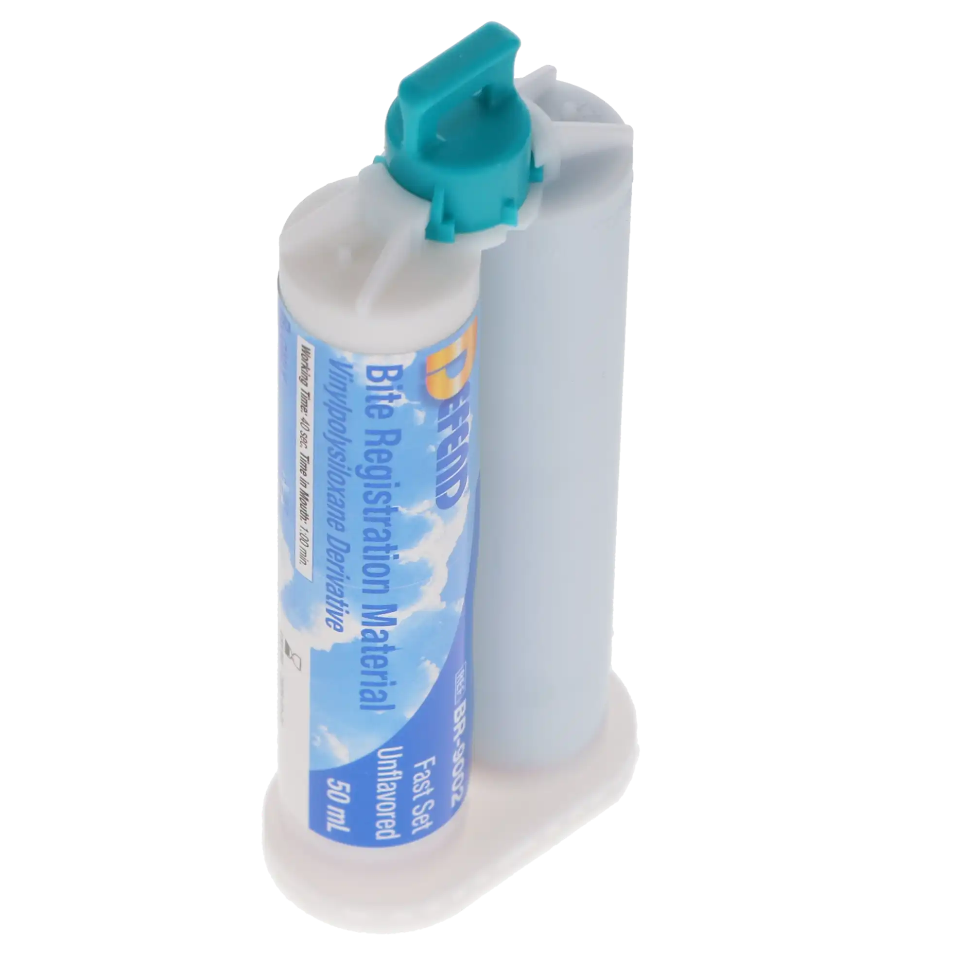 Defend Bite Registration Material, VPS, Fast Set, Unflavored, Light Blue, 2 x 50 mL Cartridges with 6 Mixing Tips, BR-9002 thumbnail 2