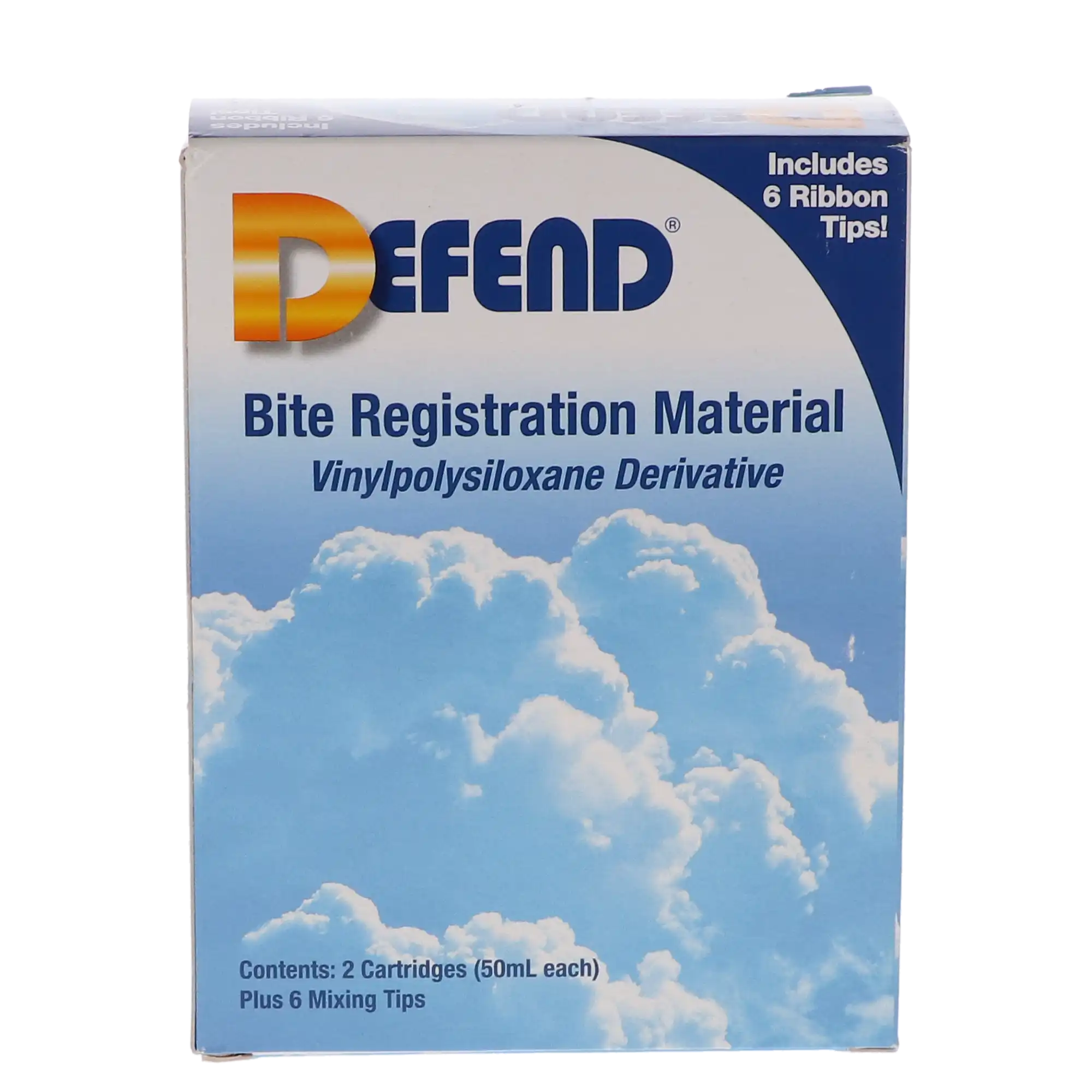 Defend Bite Registration Material, VPS, Fast Set, Unflavored, Light Blue, 2 x 50 mL Cartridges with 6 Mixing Tips, BR-9002 thumbnail 4