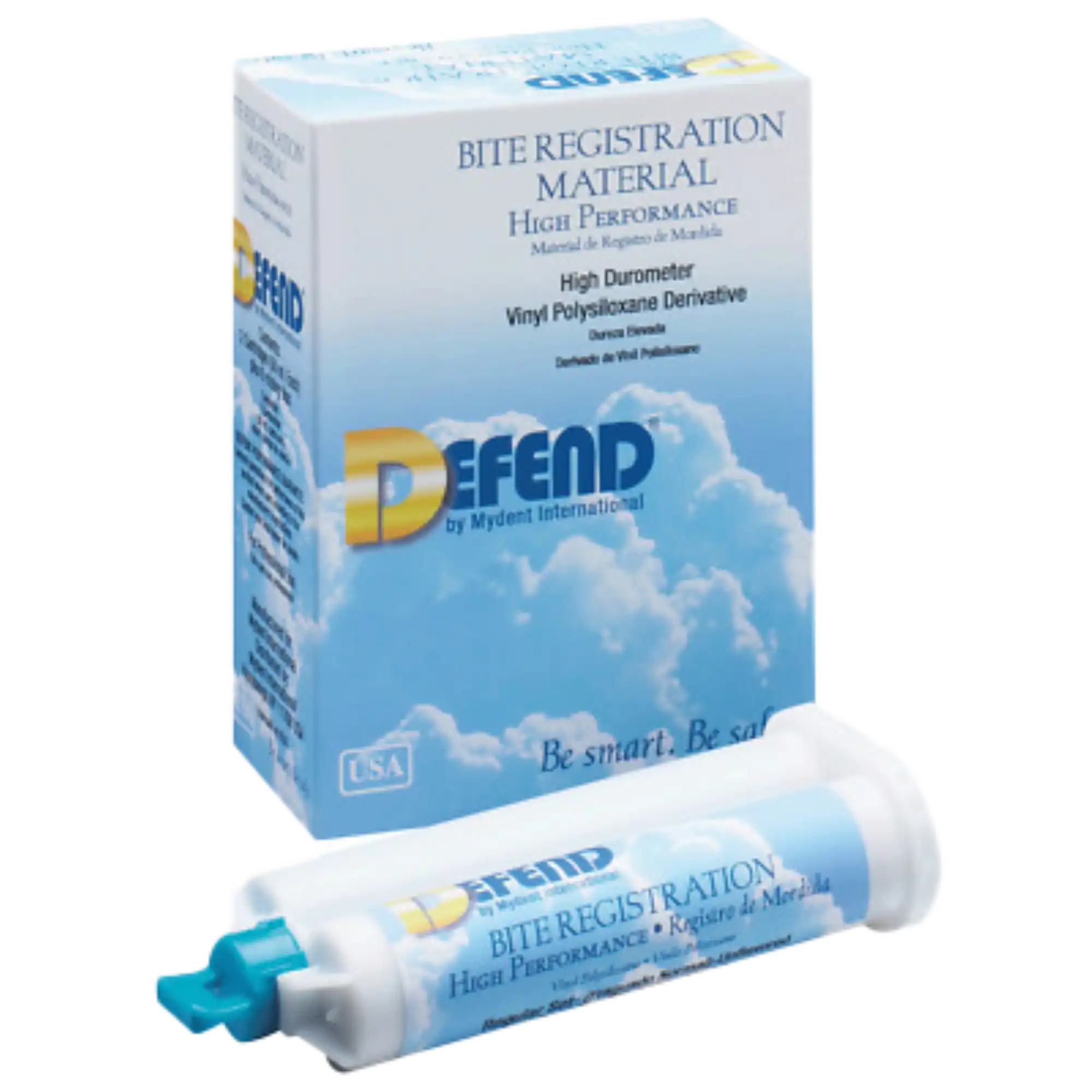 Defend Bite Registration Material, Super Fast Set, Unflavored, Light Blue, 2 x 50 mL Cartridges, BR-9003 - Defend Bite Registration Material Super Fast Set Unflavored Light Blue 2/50 mL - Image 1