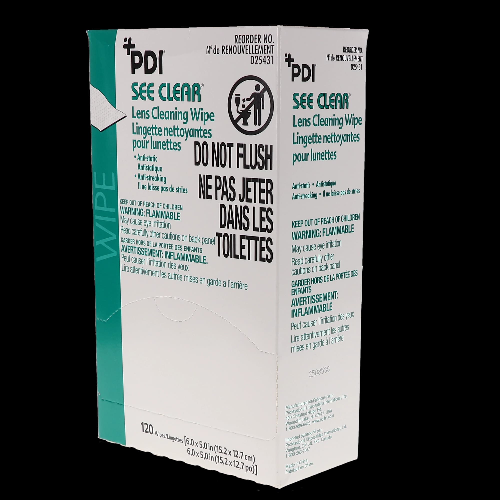 PDI See Clear Lens Cleaning Wipes, 6" x 5", 120 Individually Wrapped Wipes per Box, D25431 thumbnail 14