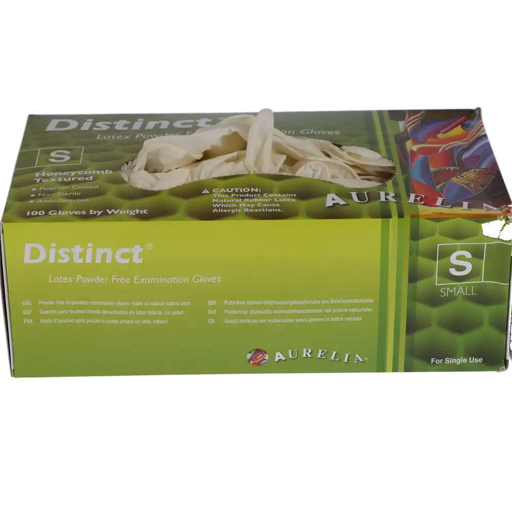 Aurelia Distinct Examination Latex Gloves, Honeycomb Textured, Powder-Free, Large, 100/Box, 29228 - Aurelia Distinct Examination Latex Gloves, Honeycomb Textured, Powder-Free, Large, 100/Box, 29228 - Image 1