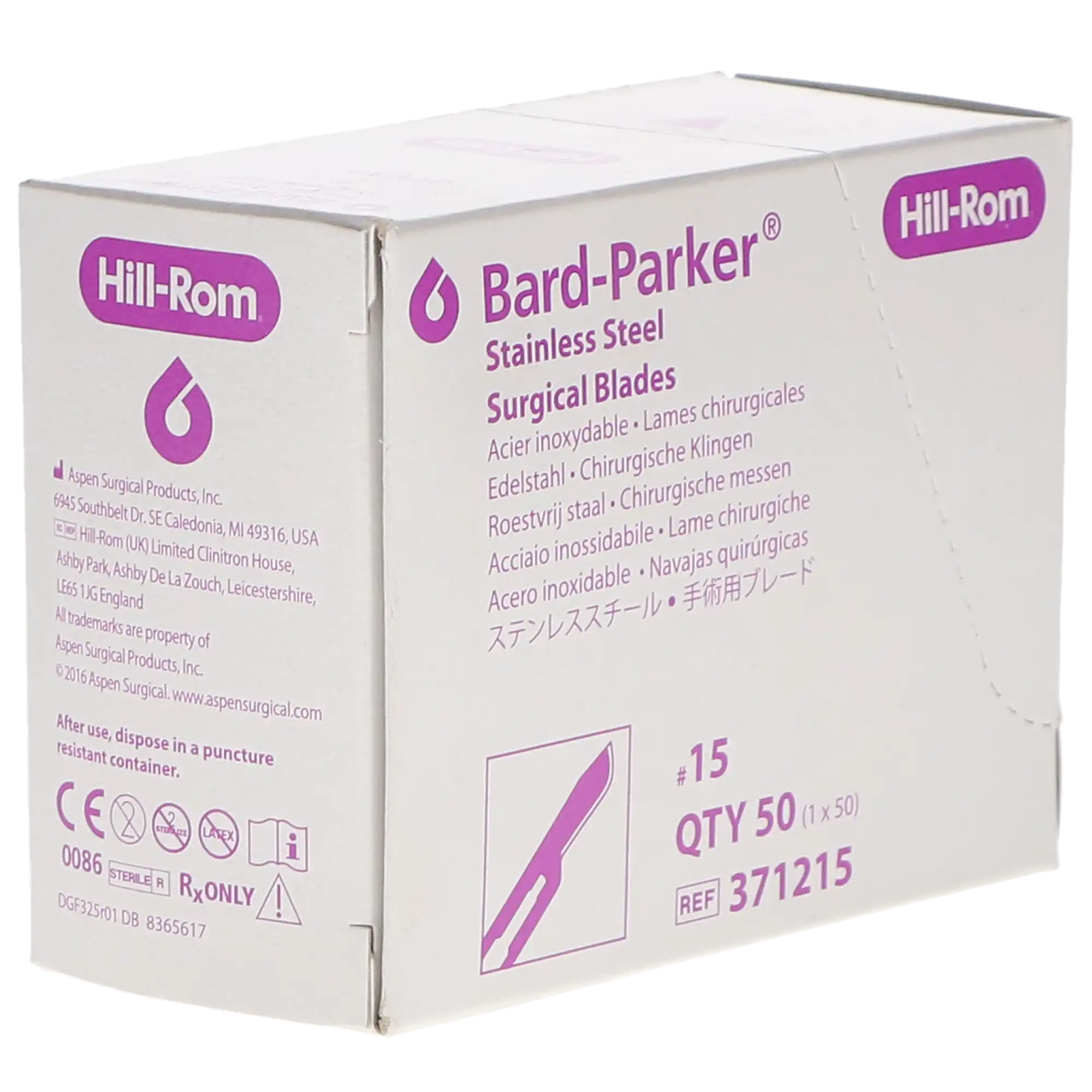 Bard-Parker Stainless Steel Surgical Blade #15, Sterile, 50/Box, 371215 thumbnail 3