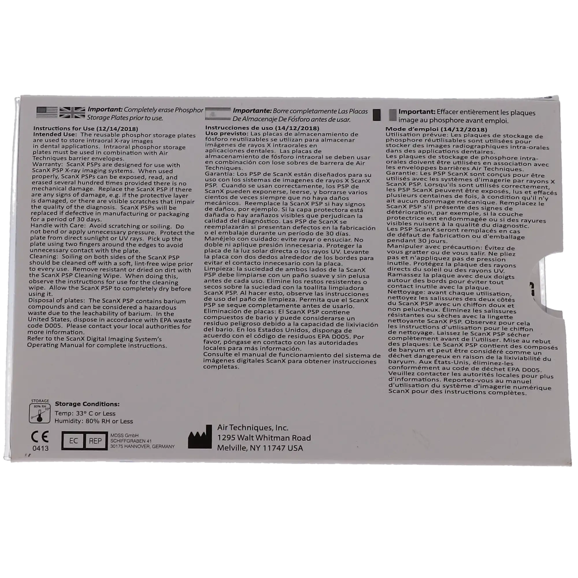 Air Techniques ScanX Intraoral Phosphor Storage Plate, Size 1, 2/Pk, 73445-1 thumbnail 4