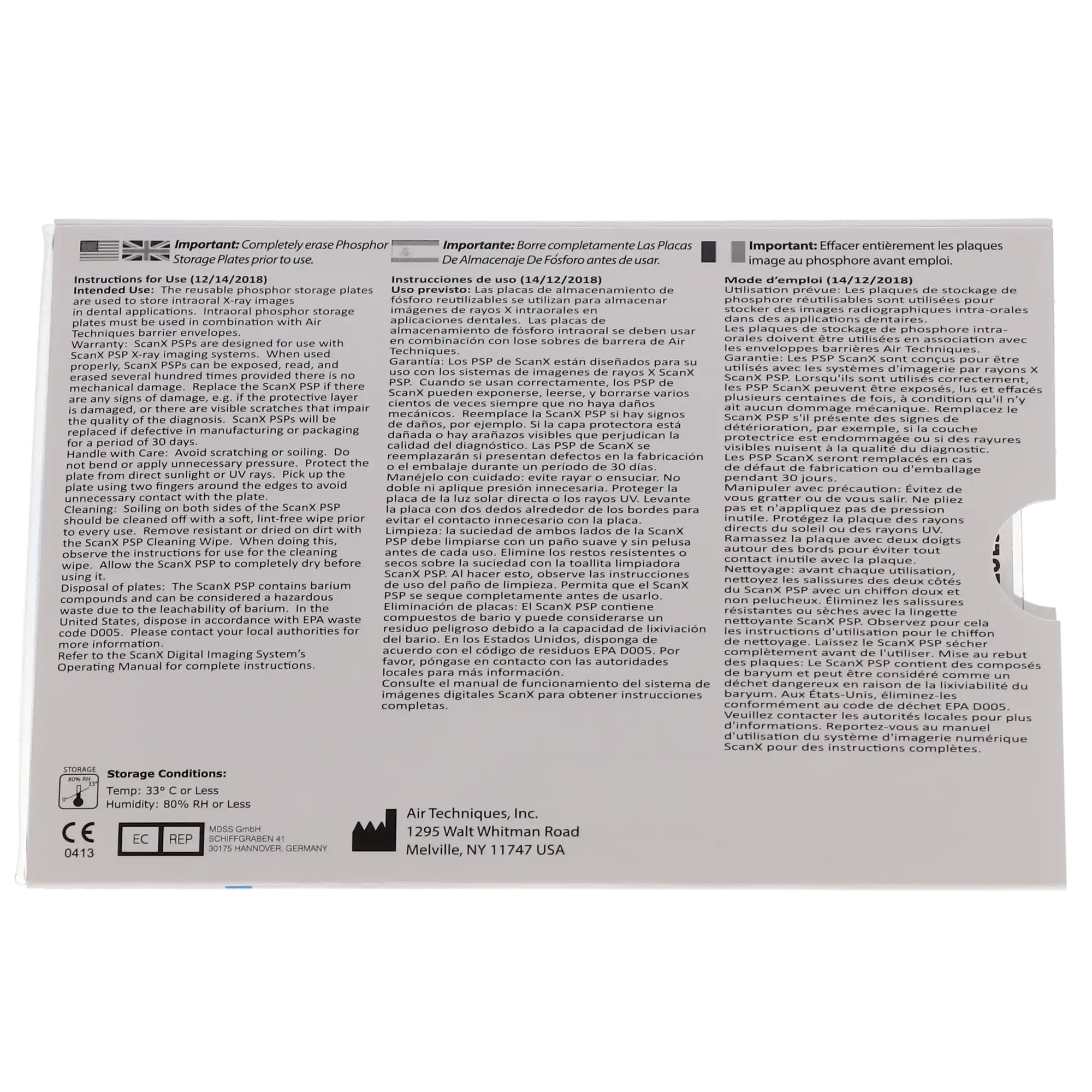Air Techniques ScanX Intraoral Phosphor Storage Plate, Size 2, 4/Pk, 73445-2 thumbnail 4