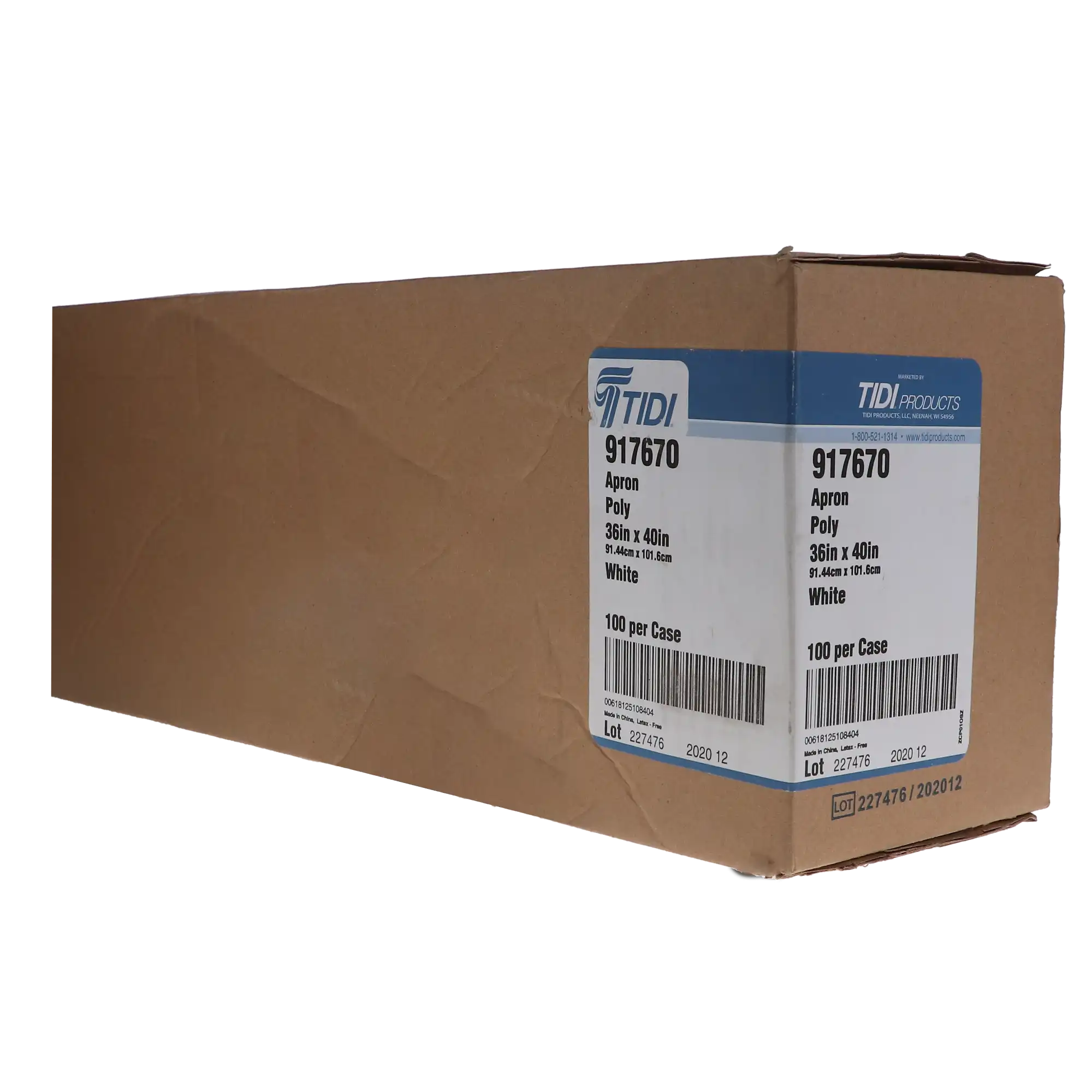Tidi Products Poly Patient Apron, 36" x 40", White, 100/Pk, 917670 thumbnail 3