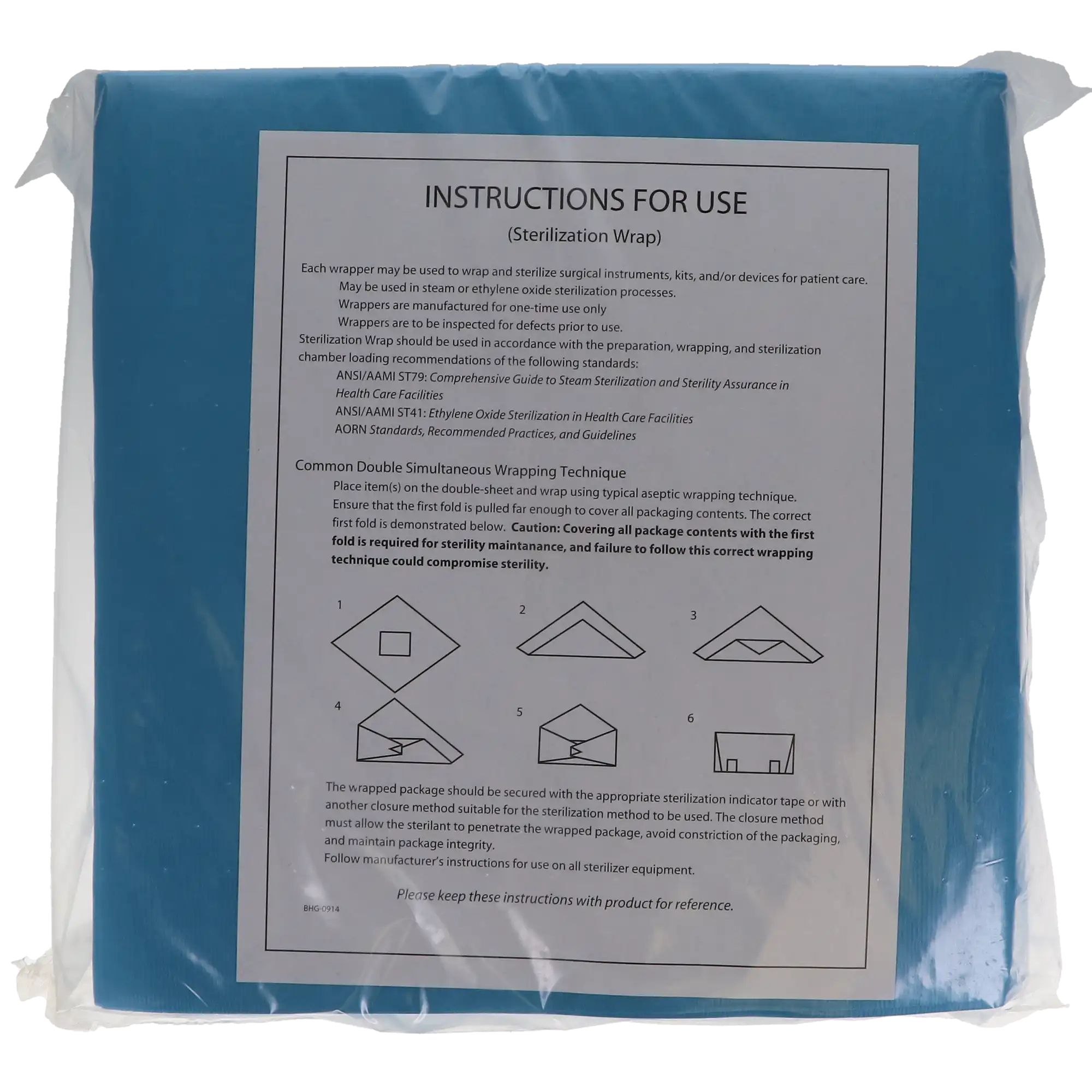 Tidi Products CSR Sterilization Wrap, 12" x 12", Blue, 1000/Case, 960172 thumbnail 4