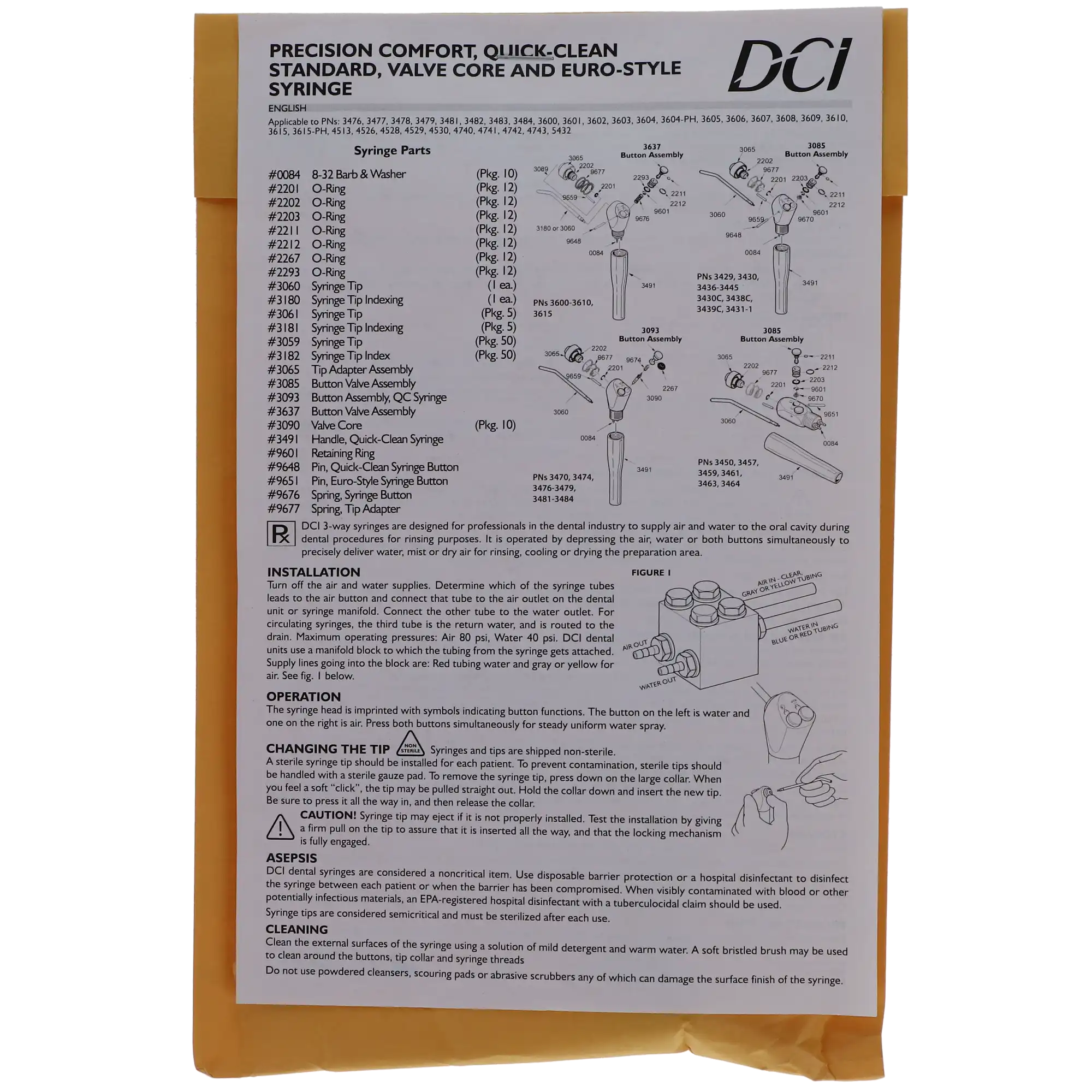 DCI International Quick-Clean Standard 3-Way Air/Water Syringe, Less Tubing, with 1 Metal Tip, 1/PK, 3430 thumbnail 4