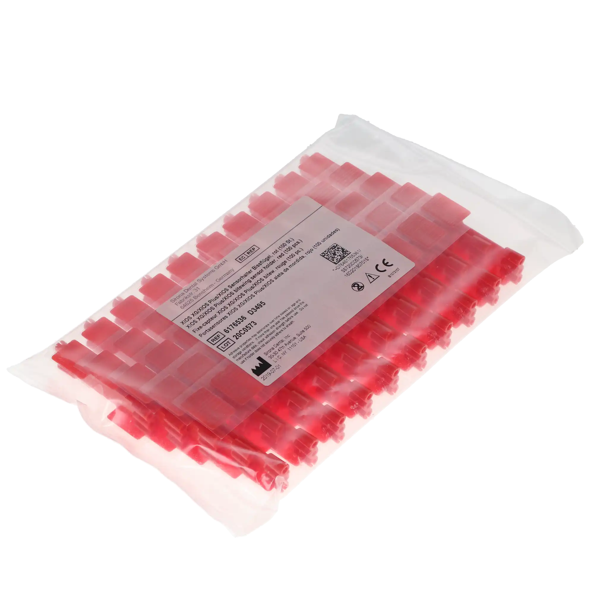 Sirona Xios XG Sensor Holder, Bitewing Bite Blocks with Adhesive, Red, 100/Pk, 6176536 thumbnail 5