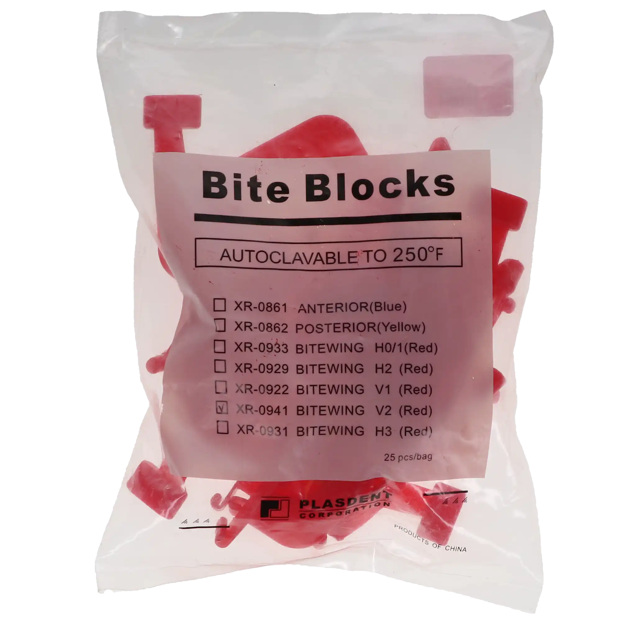 Plasdent Bitewing Bite Blocks, Red, V2, 25/Pk, XR-0941 thumbnail 4