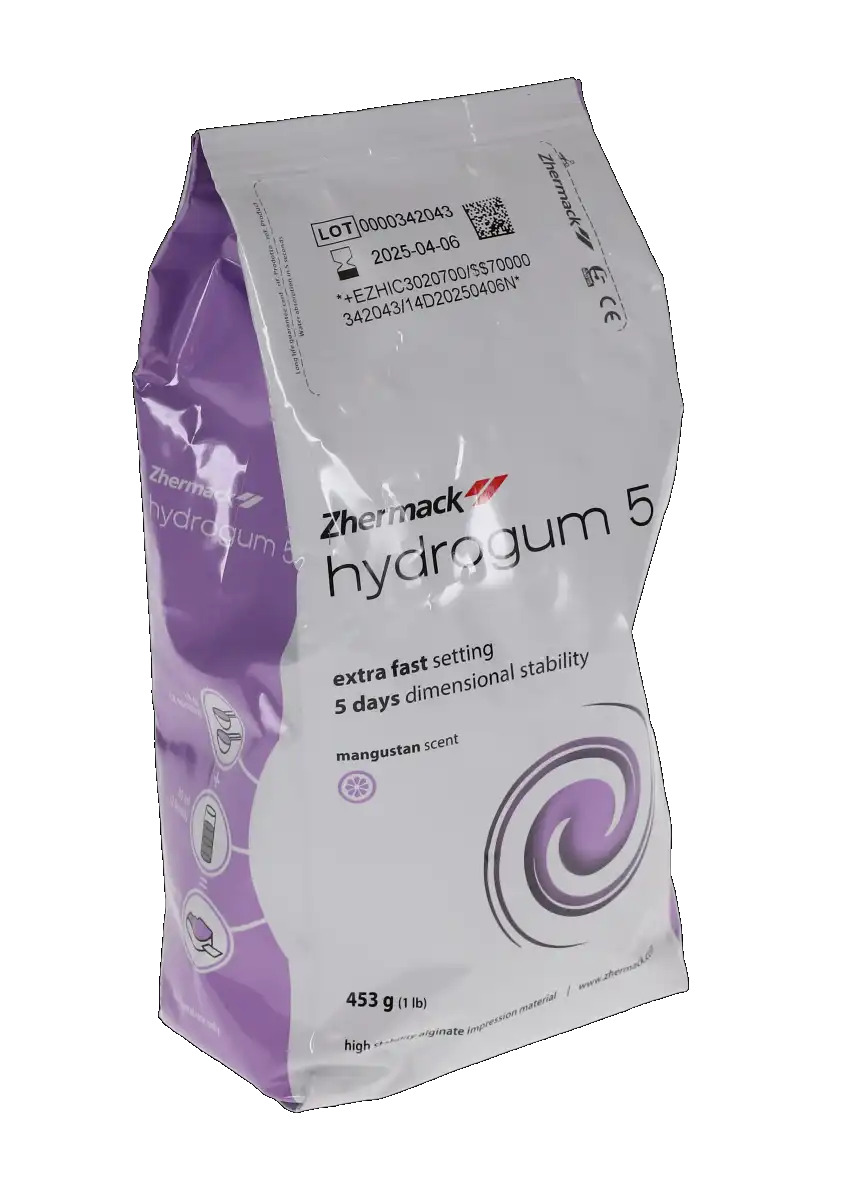 Zhermack Hydrogum 5 Dustless Alginate Impression Material, Extra Fast Set, Thixotropic, Fruit Flavor, Purple, 1 lb Bag, C302070 thumbnail 3