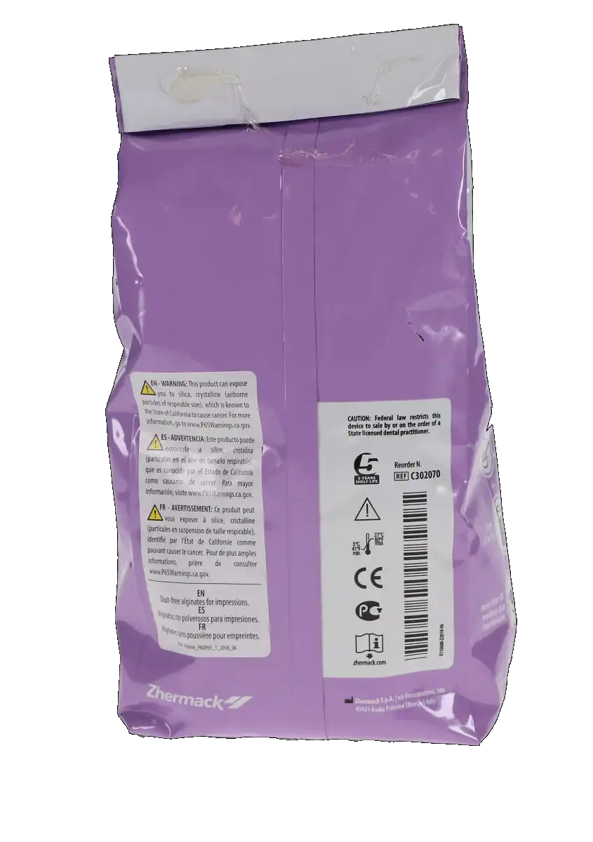 Zhermack Hydrogum 5 Dustless Alginate Impression Material, Extra Fast Set, Thixotropic, Fruit Flavor, Purple, 1 lb Bag, C302070 thumbnail 4