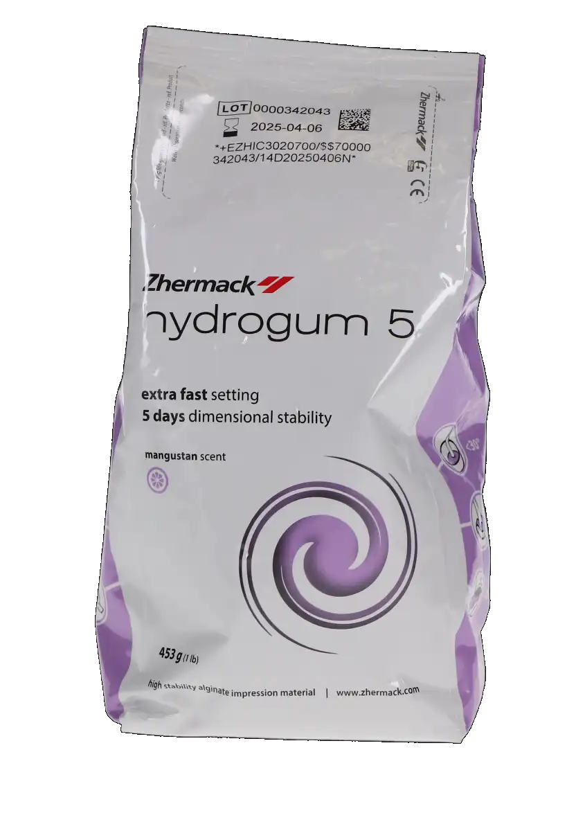 Zhermack Hydrogum 5 Dustless Alginate Impression Material, Extra Fast Set, Thixotropic, Fruit Flavor, Purple, 1 lb Bag, C302070 thumbnail 6