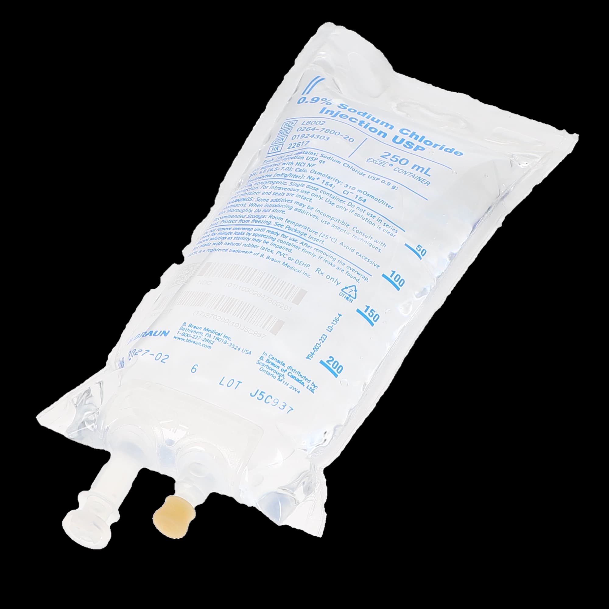 B. Braun 0.9% Sodium Chloride Injection USP, 250 mL EXCEL Plus IV Bag, L8002 thumbnail 5