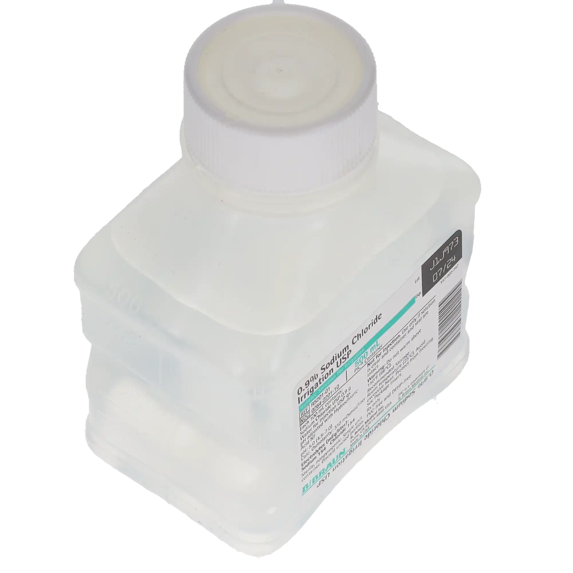 B. Braun 0.9% Sodium Chloride Irrigation USP, 500 mL PIC Pour Bottle, R5201-01 thumbnail 4