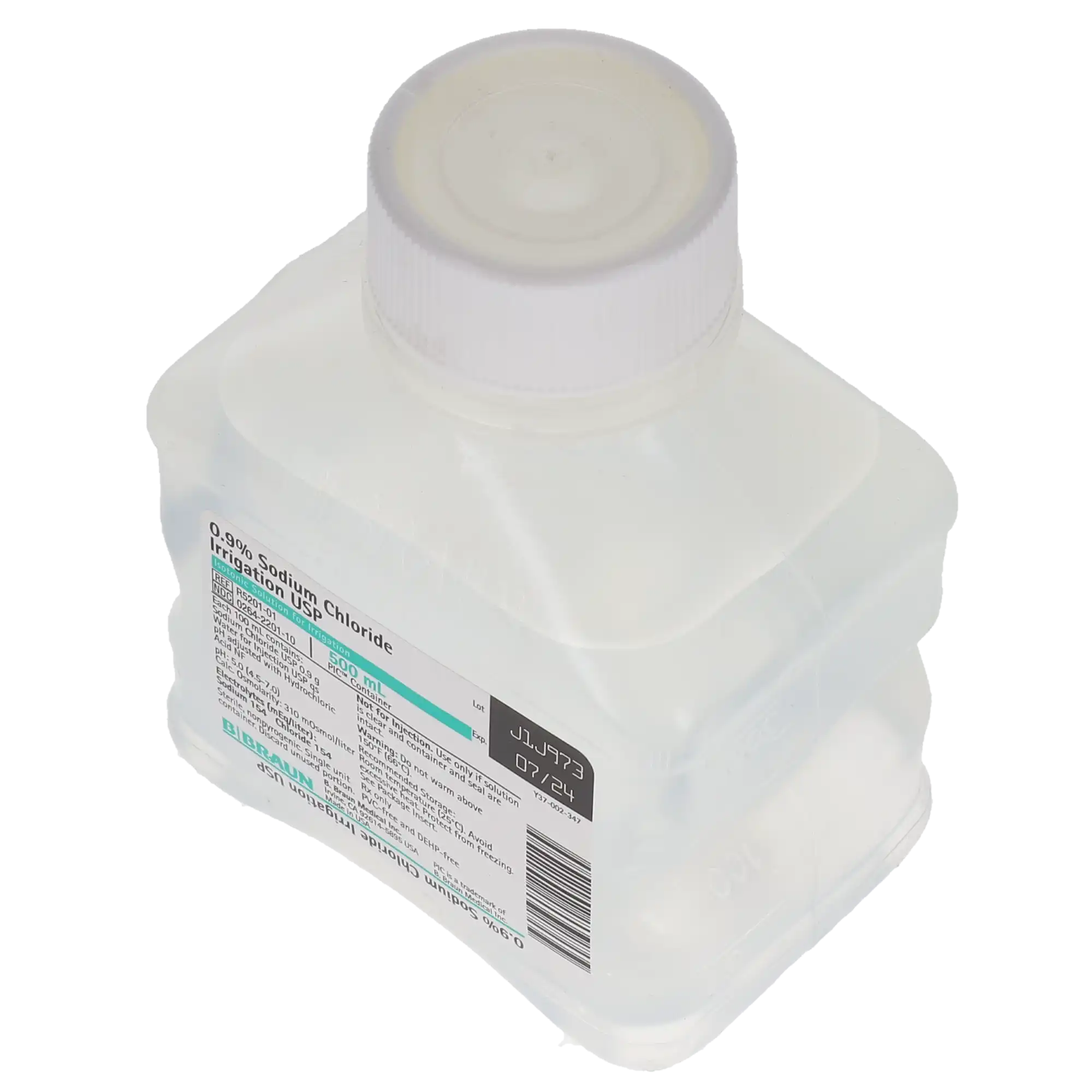 B. Braun 0.9% Sodium Chloride Irrigation USP, 500 mL PIC Pour Bottle, R5201-01 thumbnail 5