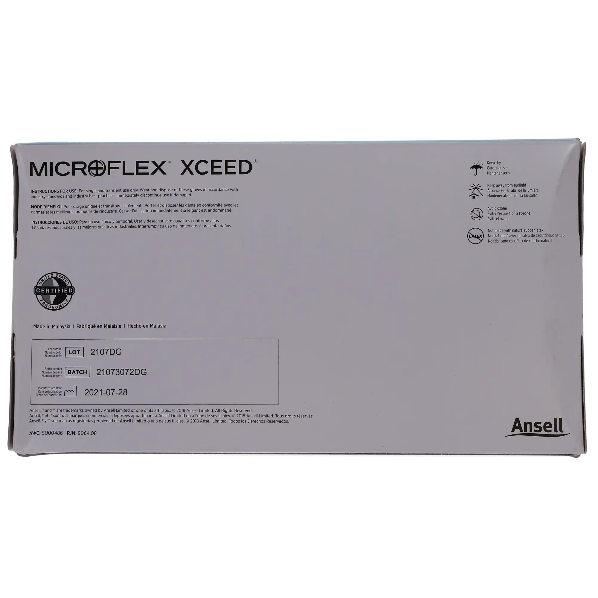 XCEED® Nitrile Examination Gloves, Powder Free, Latex Free, Non-Sterile, Blue, Medium, 250/Box, XC-310-M thumbnail 6
