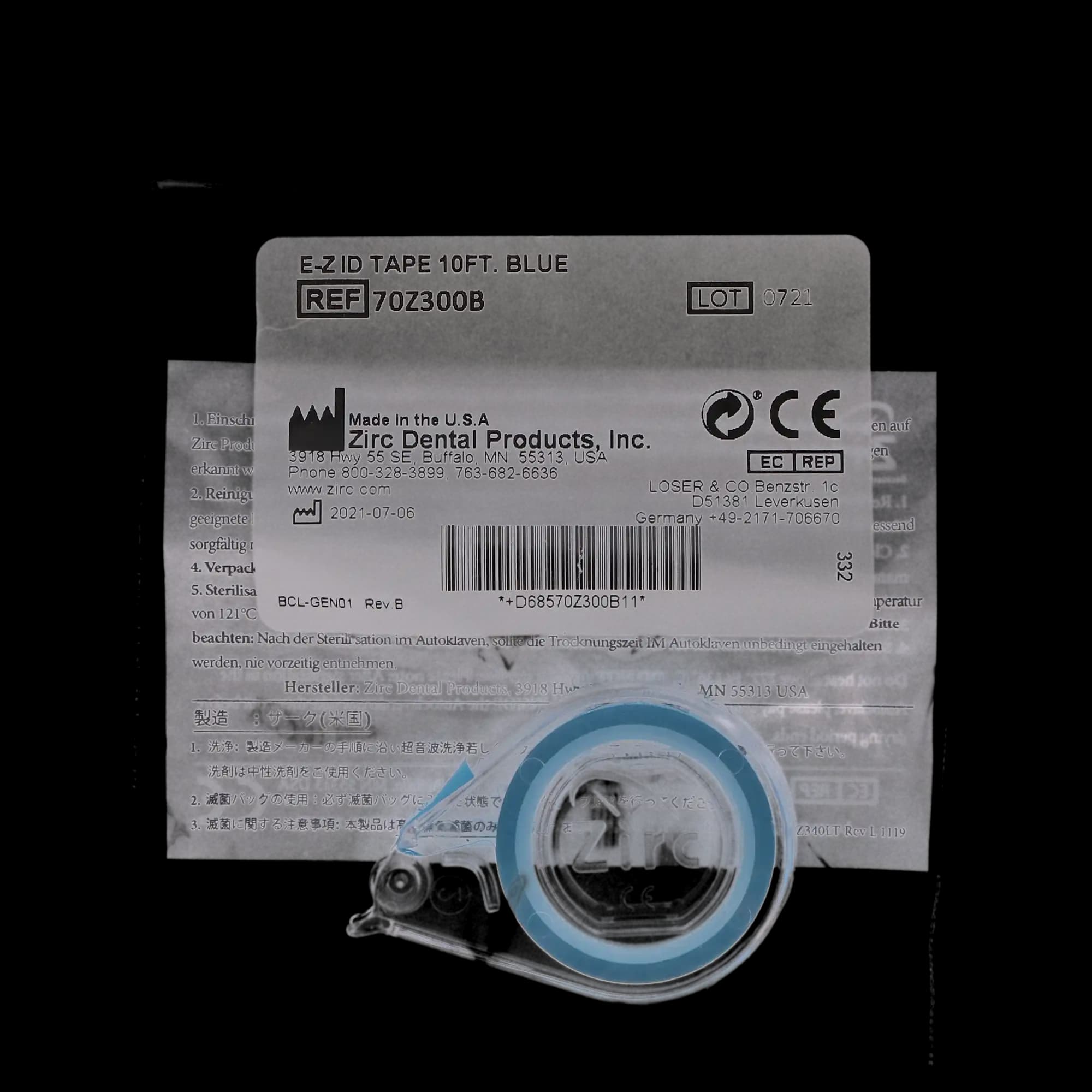 Zirc E-Z ID Instrument Tape Roll, Blue, 10' x 1/4", Autoclavable, 1 Roll, 70Z300B thumbnail 8