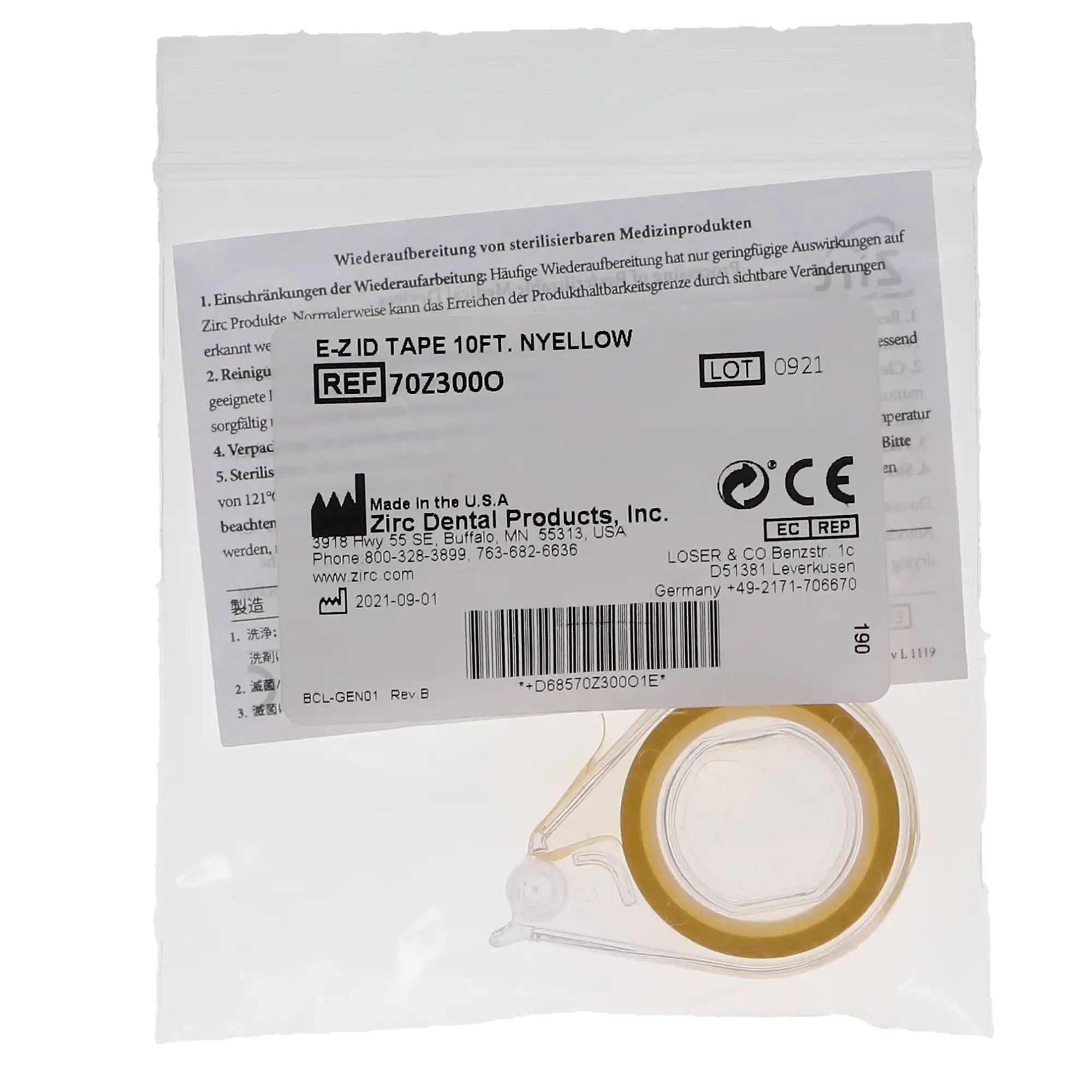 Zirc E-Z ID Tape Roll, Neon Yellow, 10' x 1/4", 1 Roll, 70Z300O thumbnail 5