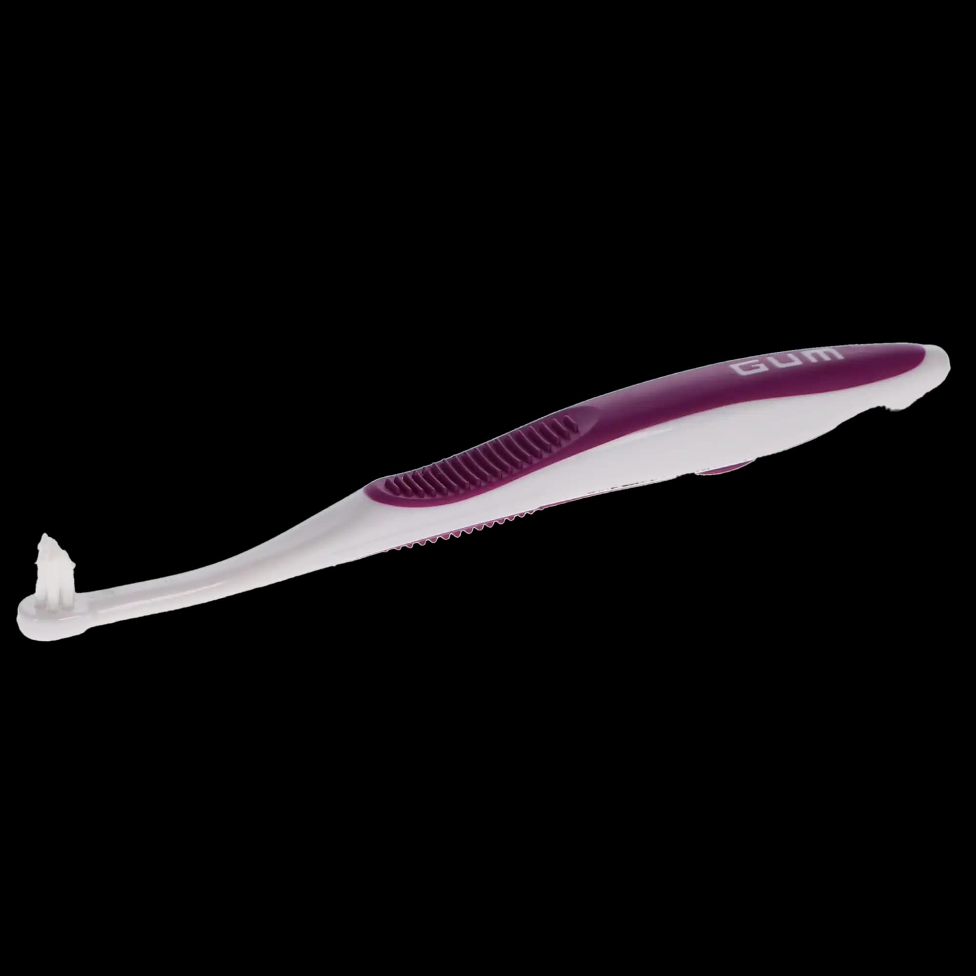 GUM End Tuft Toothbrush, Tapered Trim, Soft, 7 Tufts, 3 Rows, Small Head, Assorted Colors, 12/Box, 308PD thumbnail 9