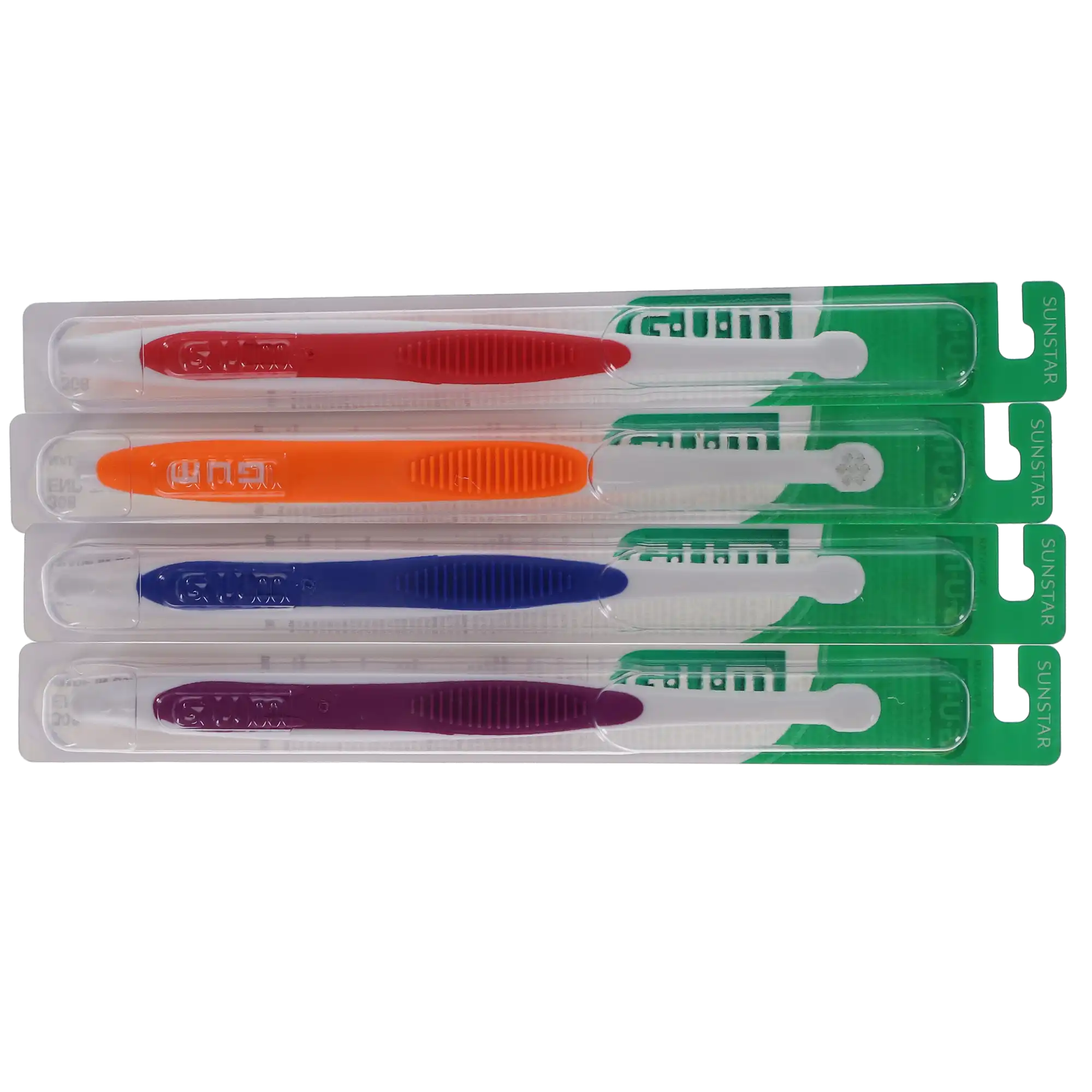 GUM End Tuft Toothbrush, Tapered Trim, Soft, 7 Tufts, 3 Rows, Small Head, Assorted Colors, 12/Box, 308PD thumbnail 11