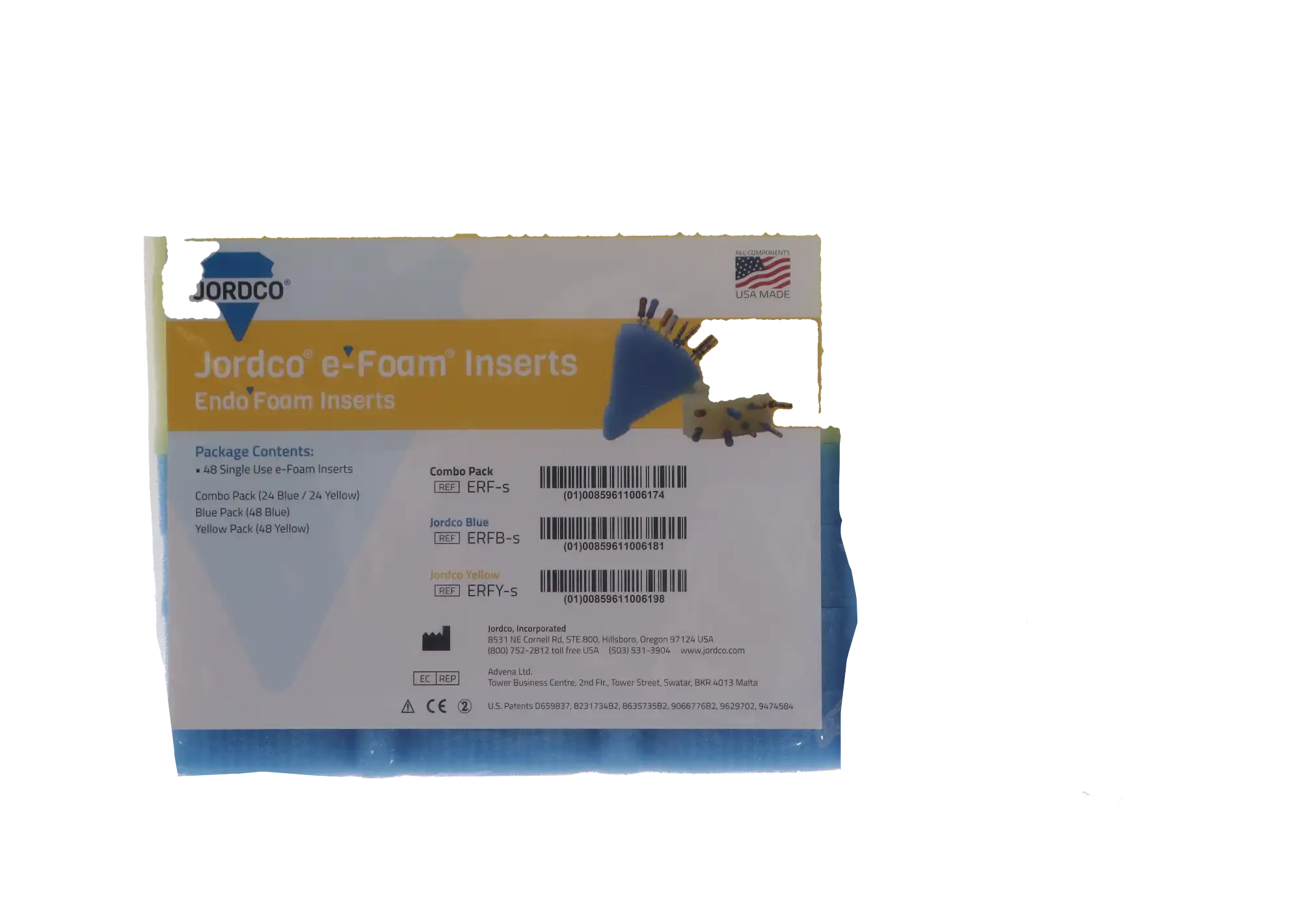 Jordco EndoRing e-Foam Inserts Combo Pack, Blue/Yellow, 48/Pkg, ERF thumbnail 7