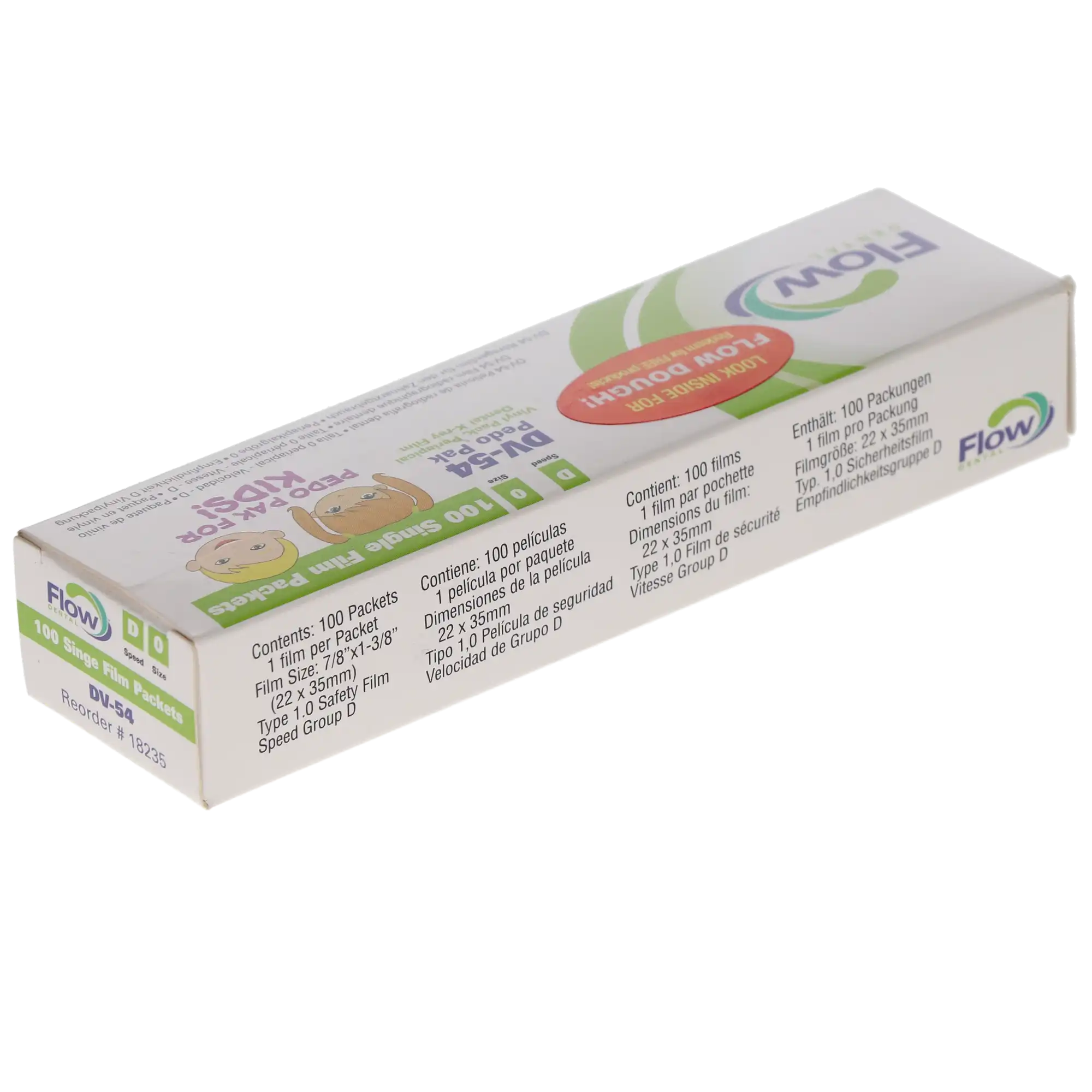 Flow Silver D DV-54 Intraoral Dental X-Ray Film, Size 0 (Child), D-Speed, Pedo Pack, 100/Pk, 18235 thumbnail 6