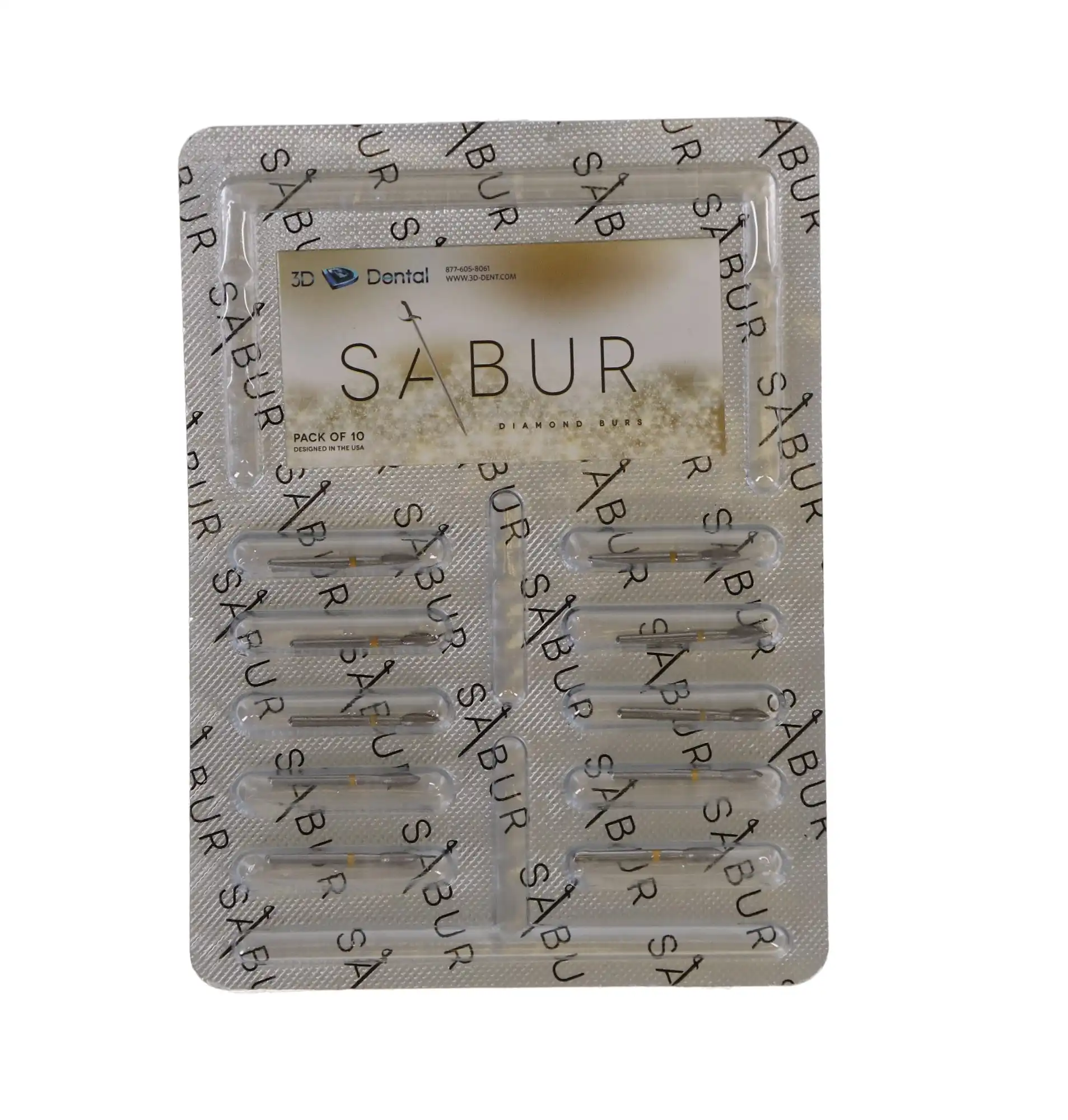 Sabur Diamond Bur, FG, Football, Super Fine, Yellow, 2.3 mm, 368-023SF, 10/Pk, DB-368-023SF thumbnail 4