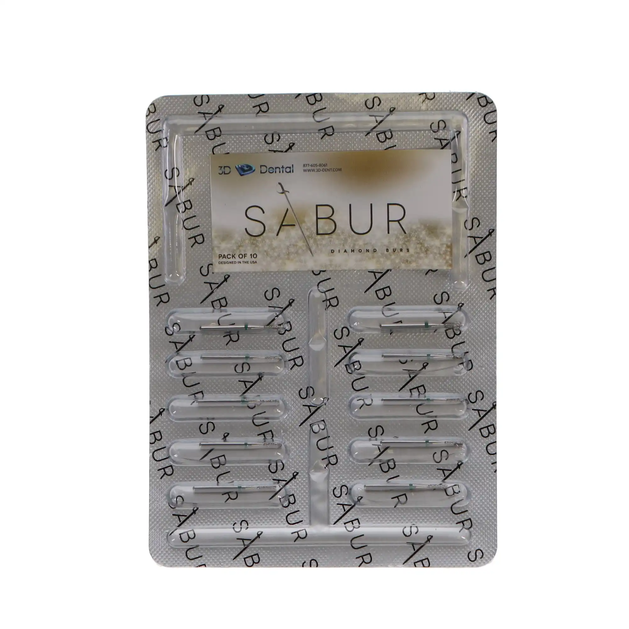 Sabur Diamond Bur, FG, Flat End Cylinder, Coarse, Green, 1.0 mm, 835-010C, 10/Pk, DB-835-010C thumbnail 4