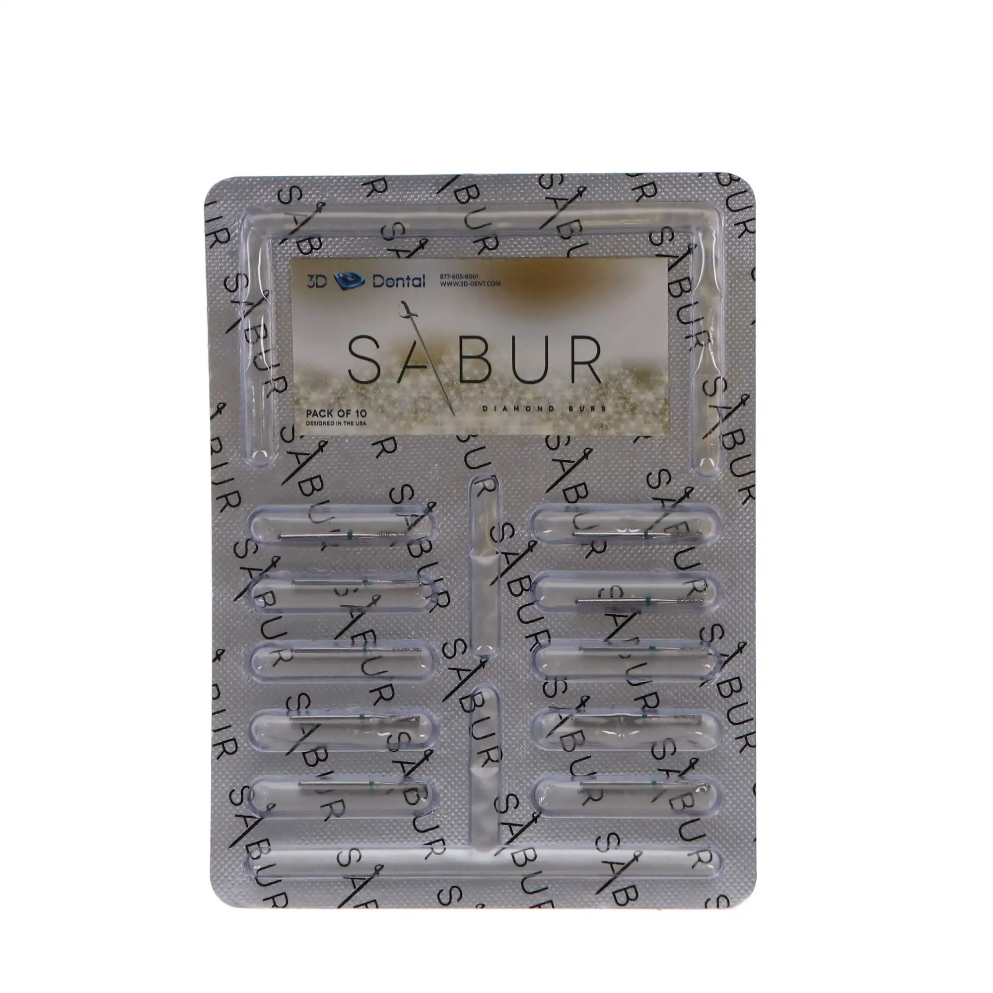 Sabur Diamond Bur, FG, Flat End Cylinder, Coarse, Green, 1.2 mm, 835-012C, 10/Pk, DB-835-012C thumbnail 4