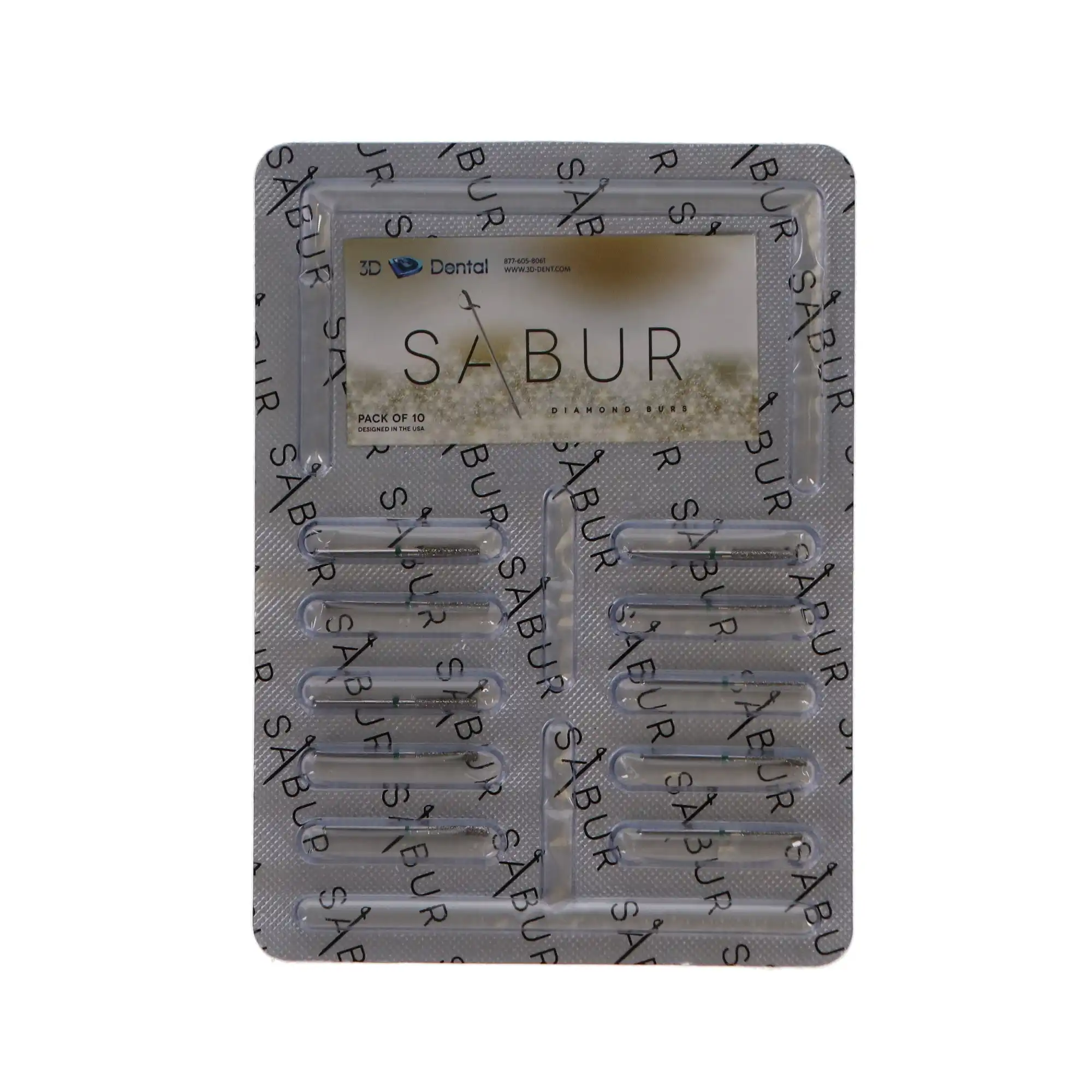 Sabur Diamond Bur, FG, Flat End Cylinder, Coarse, Green, 1.6 mm, 837-016C, 10/Pk, DB-837-016C thumbnail 4