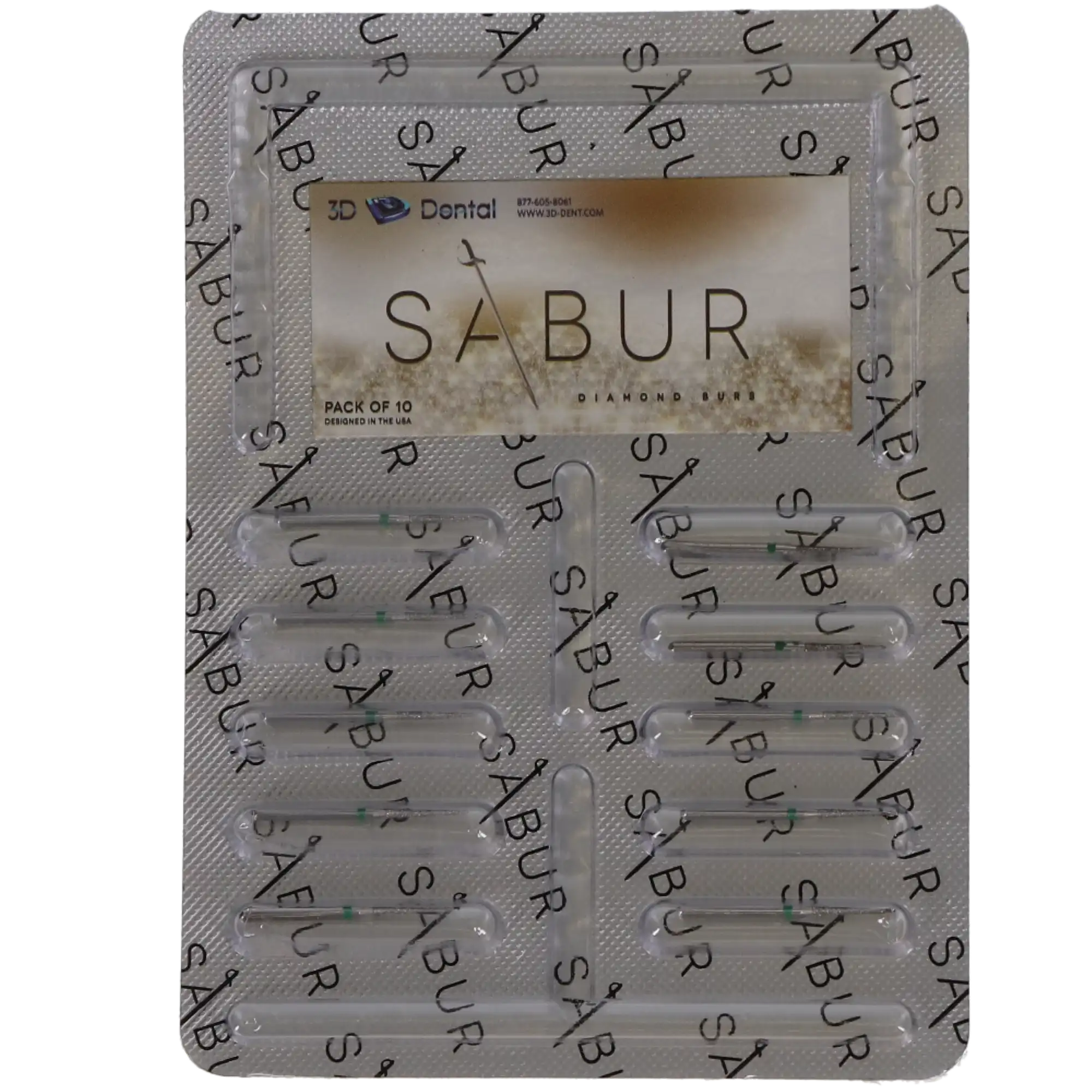 Sabur Diamond Bur, FG, Needle, Coarse, Green, 1.2 mm, 858-012C, 10/Pk, DB-858-012C thumbnail 4