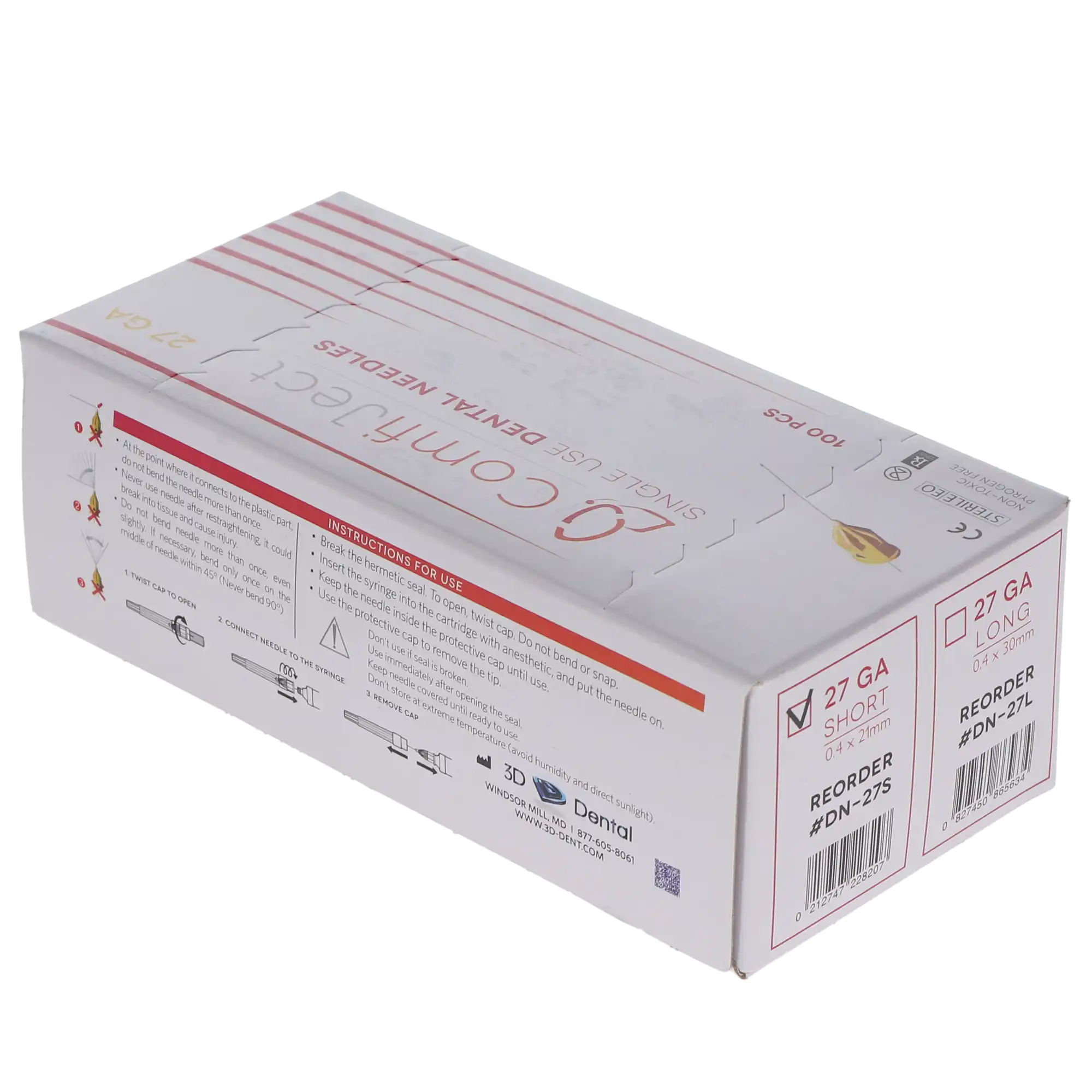 Essentials Premium Needles, Plastic Hub, Ga 27, Short, Yellow, 100/Box, DN-27S thumbnail 3
