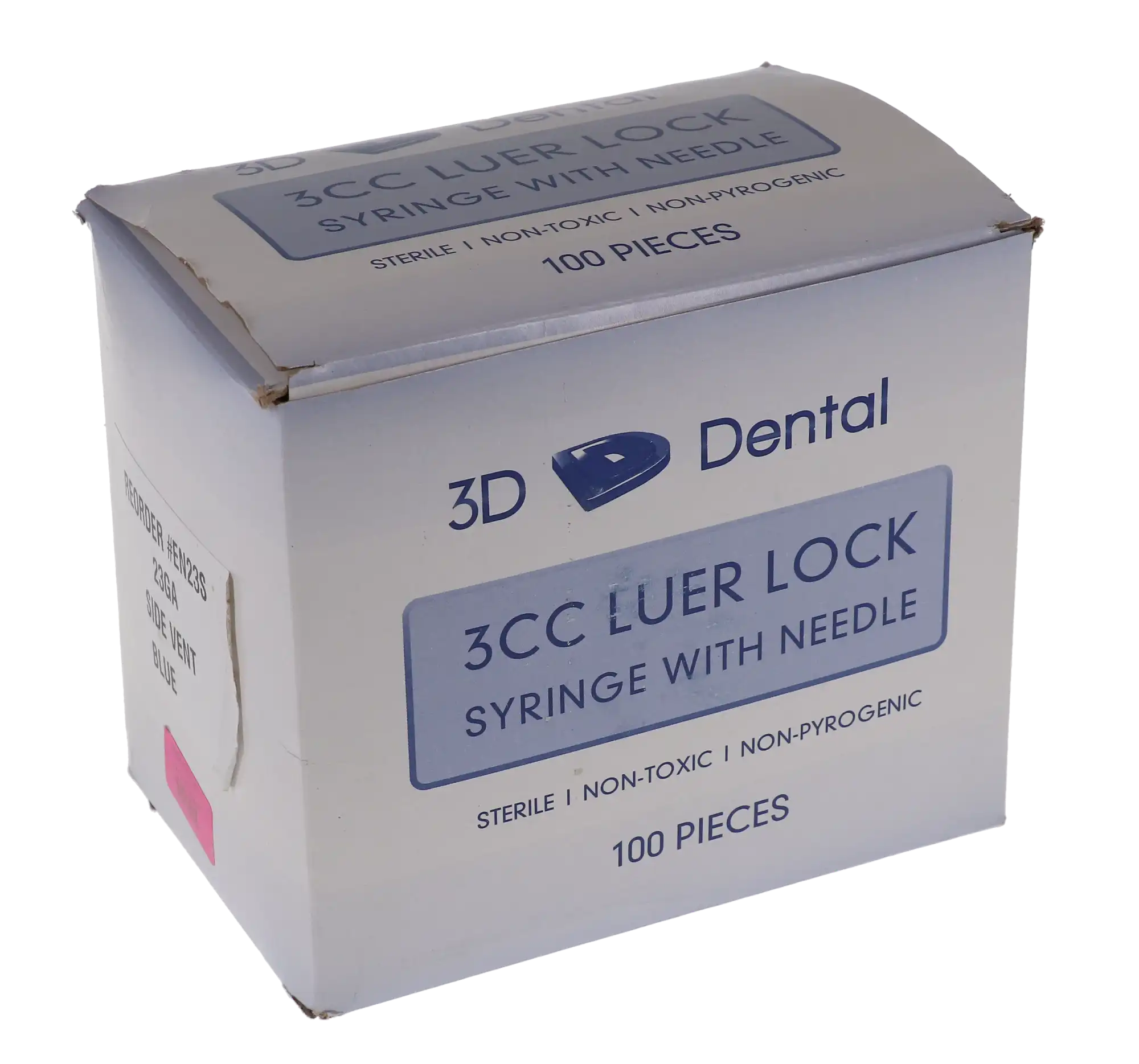 3D Dental Endo Irrigation Syringes with Side-Vent Closed End Needles, 3 cc, 23 Ga, Blue, 100/Pk, EN23S thumbnail 4