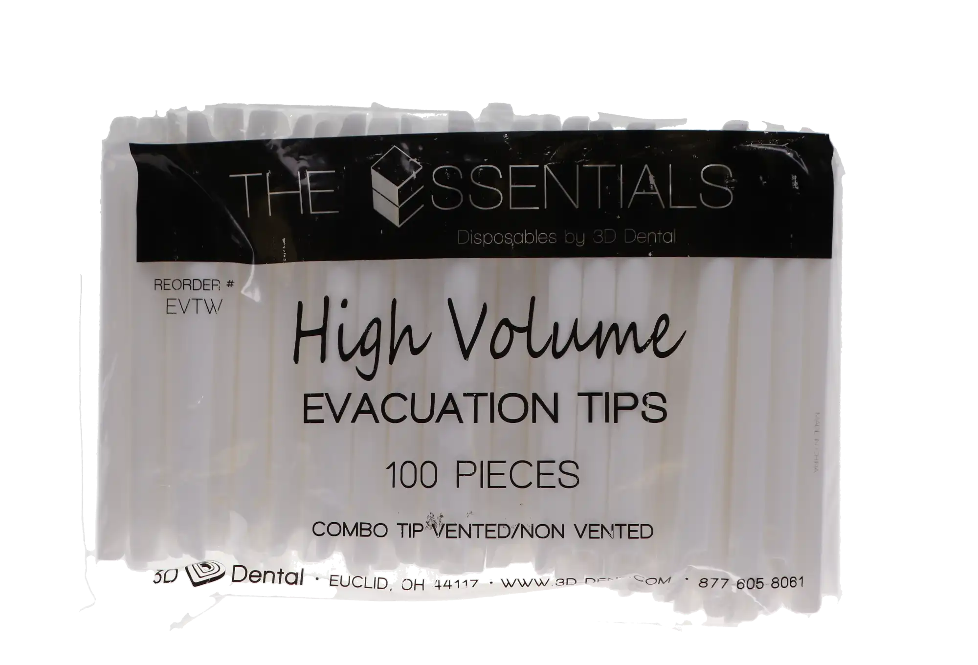 3D Dental High-Volume Evacuator Tips, White, Dual-Ended (Vented/Non-Vented), 1/8" Diameter, 100/Pk, EVTW thumbnail 4