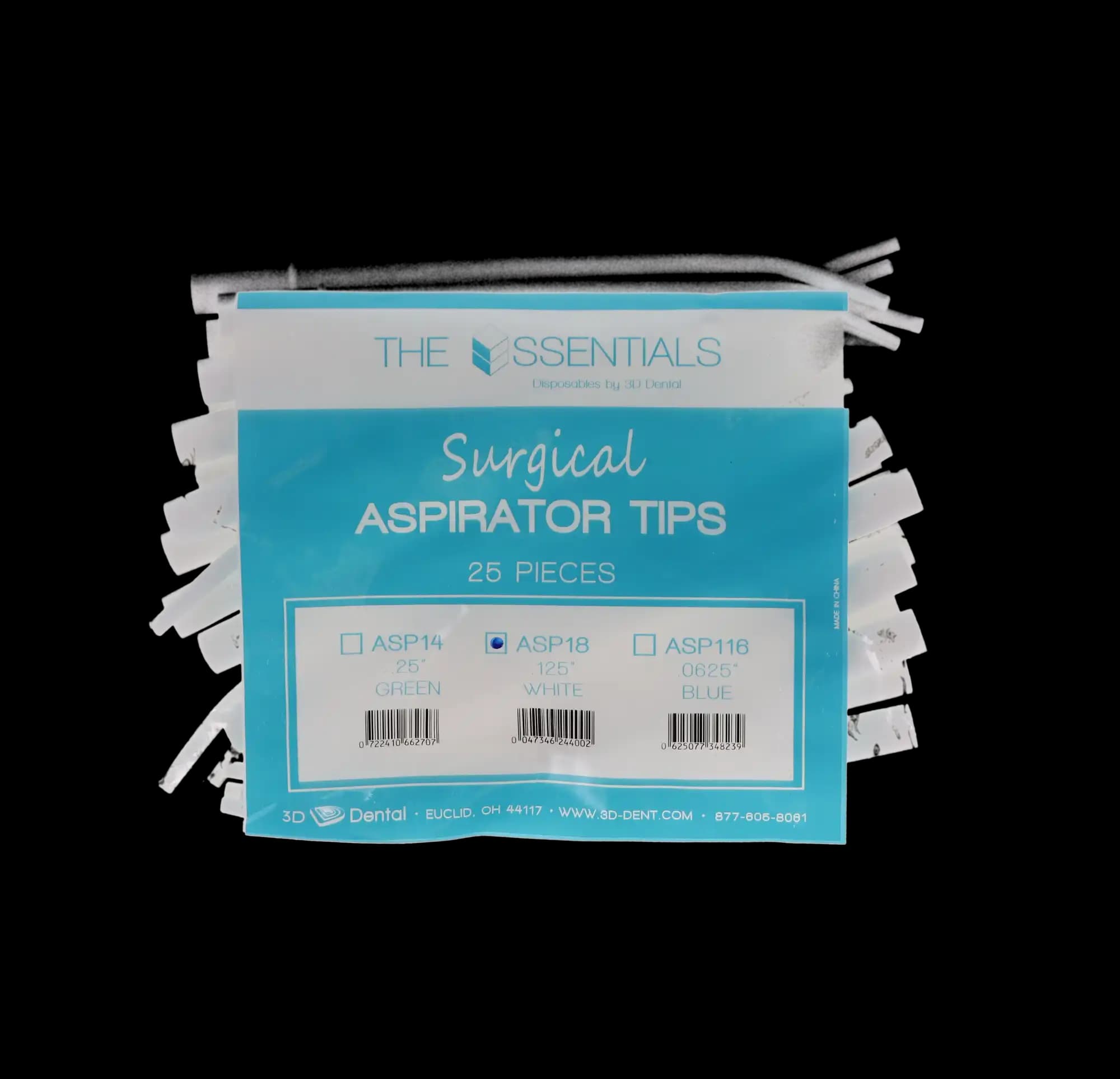 3D Dental Essentials Disposable Surgical Aspirator Tips, Regular, 1/8" Diameter, White, 25/Pk, ASP18 thumbnail 4