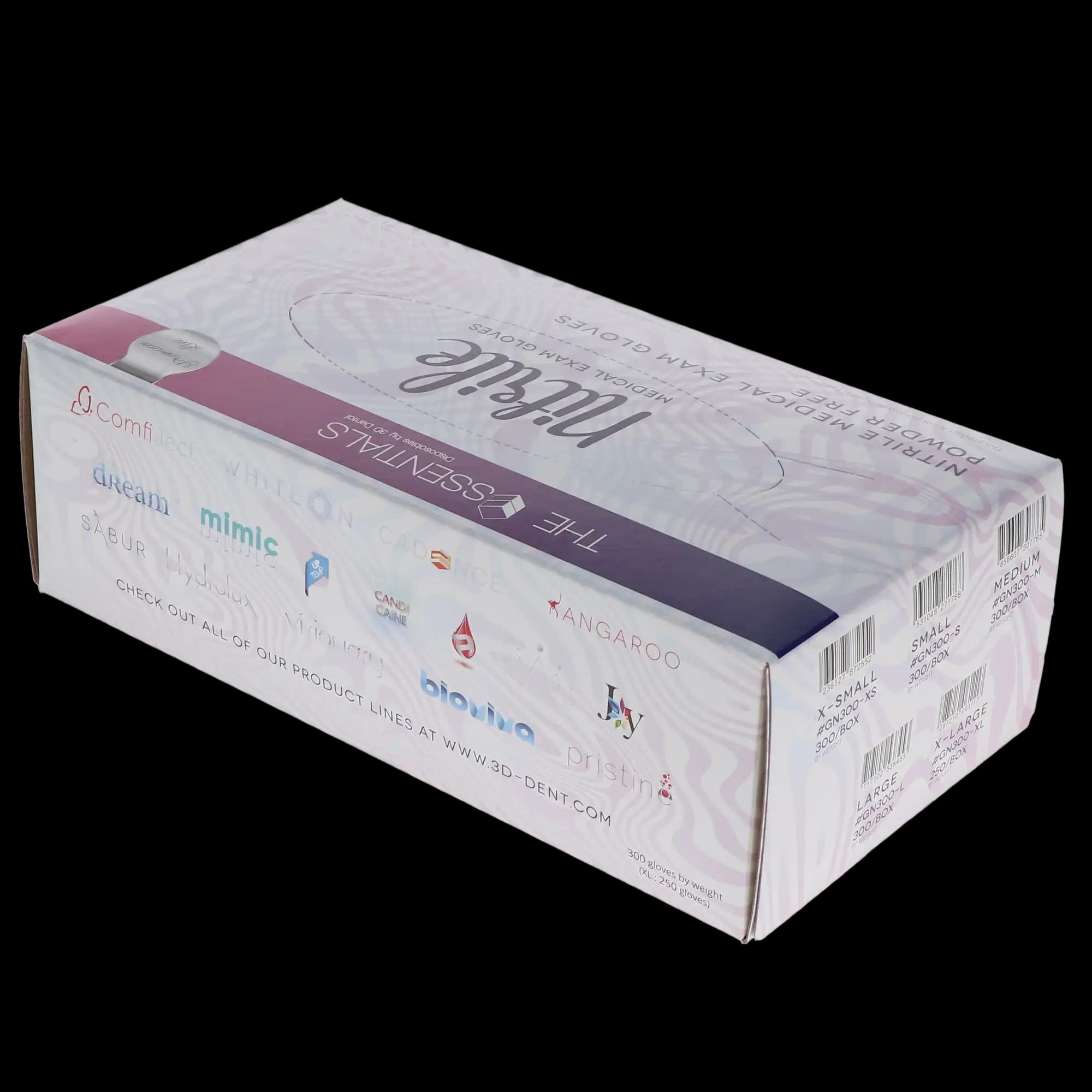 3D Dental Essentials Premium Nitrile Exam Gloves, Powder-Free, Latex-Free, Non-Sterile, Small, Blue, 300/Box, NG300-S thumbnail 2