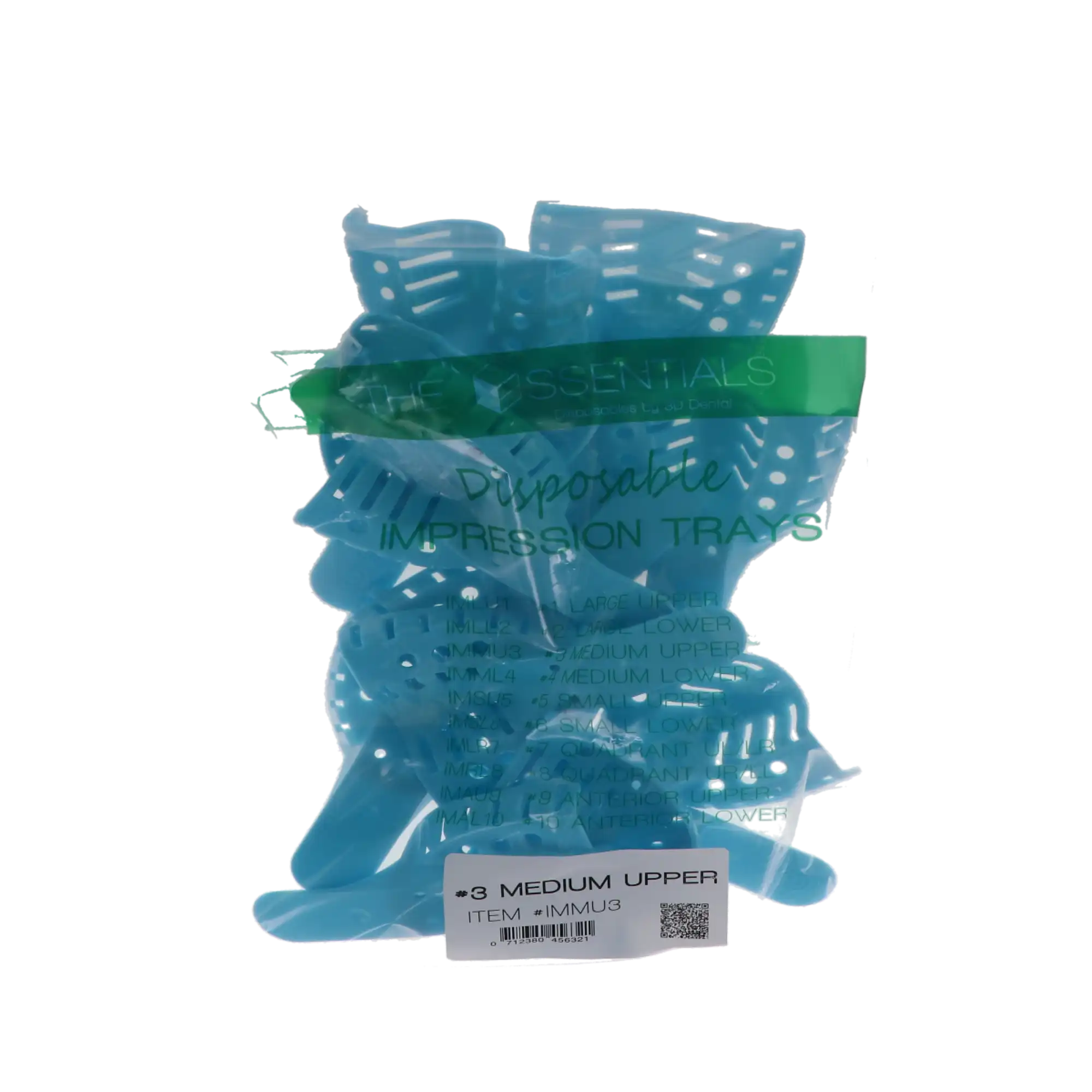 3D Dental #3 Medium Upper Full-Arch Disposable Perforated Impression Trays, 12/Pk, IMMU3 thumbnail 4